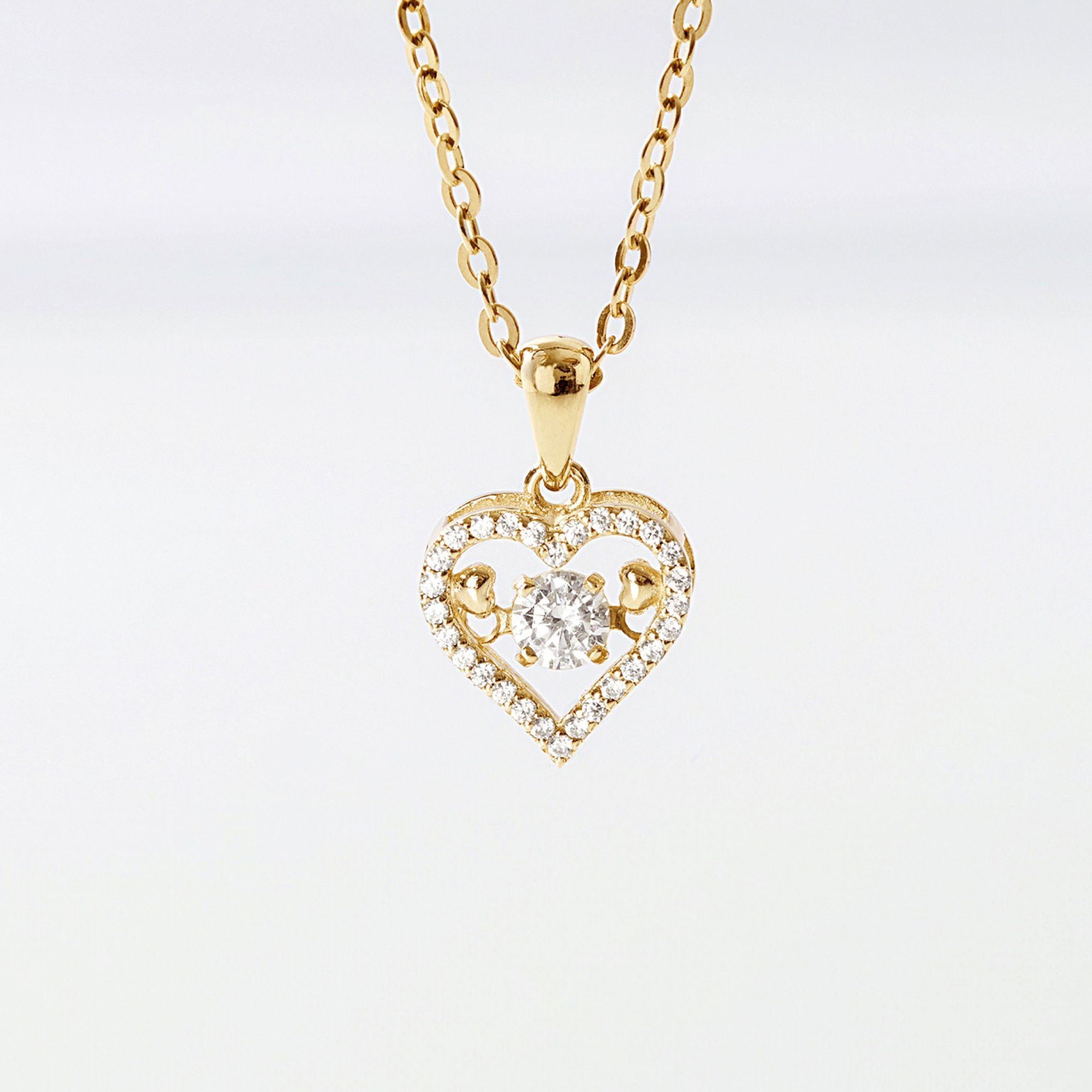 Quà Tặng 8/3 Dây Chuyền Bạc 925 Trái Tim Đá Nhảy Đính Đá Viền Stone Bling Heart - VYN60