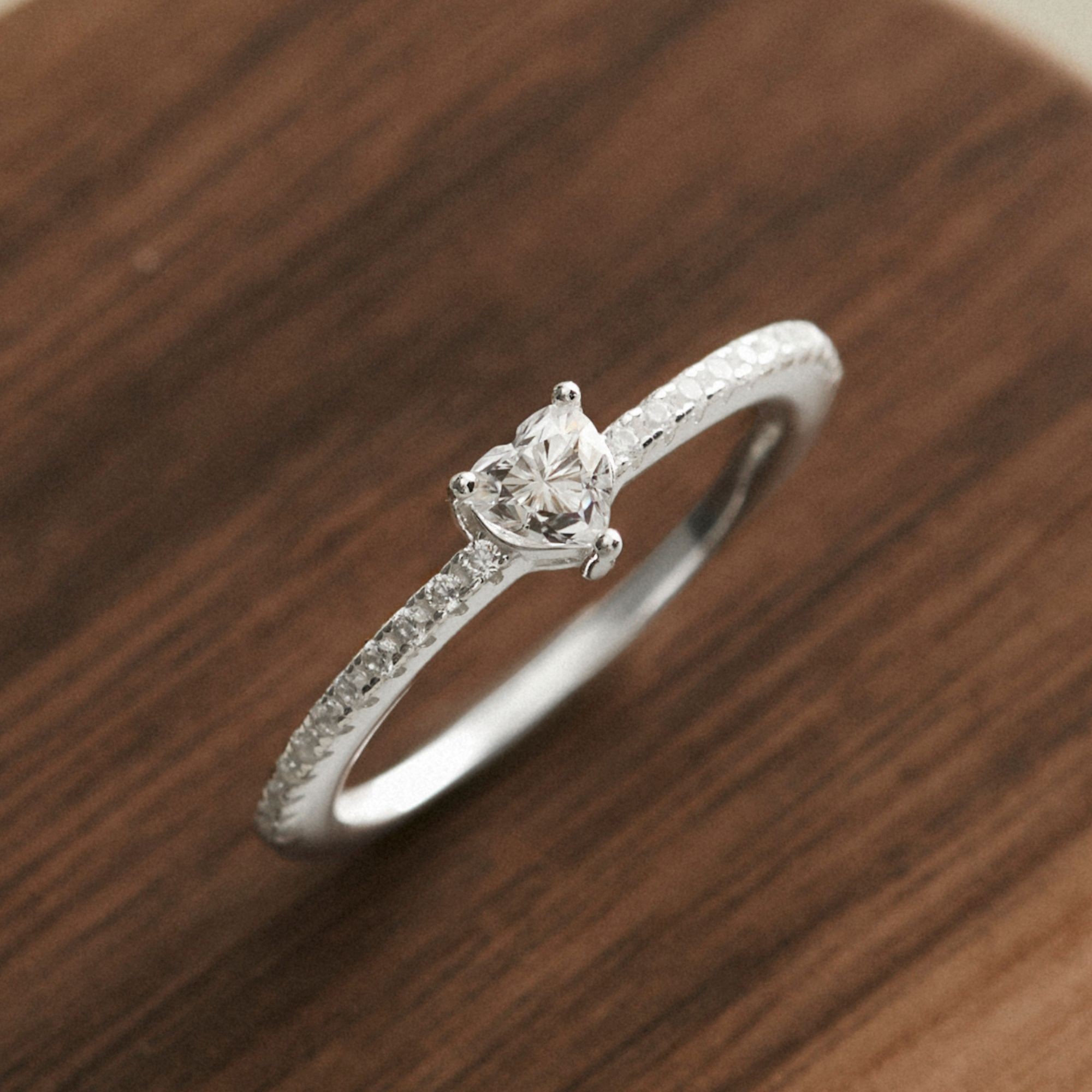 Nhẫn Bạc 925 Đá Chủ Trái Tim Kim Cương Moissanite - VCR513-MS