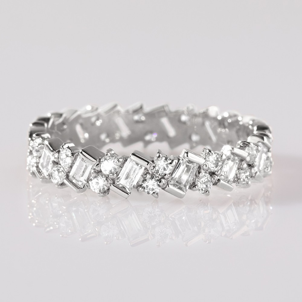 Nhẫn Bạc 925 Đính Đá Full Vòng Chữ Nhật Chéo Eternity Ring - VGR18