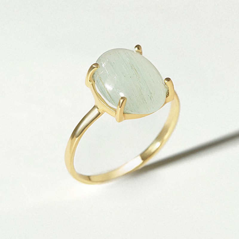 Nhẫn Bạc 925 Đính Đá Ngọc Hải Lam Aquamarine Tự Nhiên - VSR500