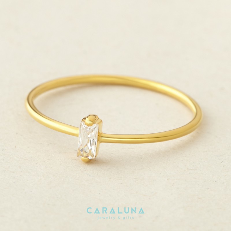 Nhẫn Bạc 925 Mặt Đá Baguette Dọc Dainty Lady - BR47