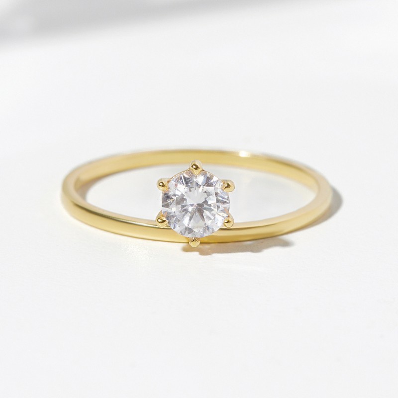 Nhẫn Bạc 925 Thanh Mảnh Đính Đá Chủ Dainty Bling - VCR04