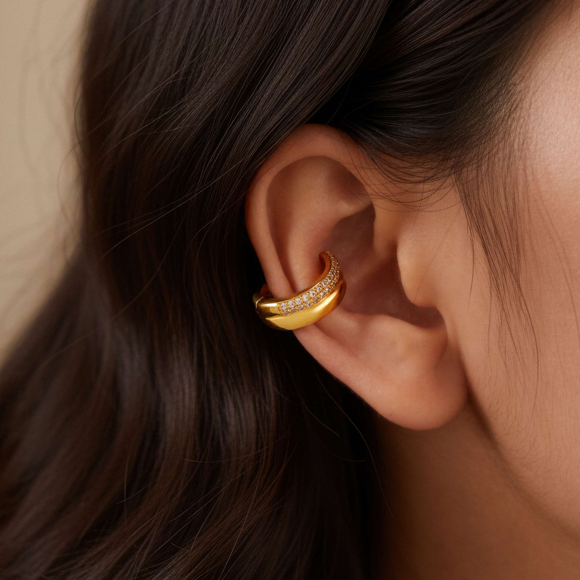 (1 Cái) Khuyên Tai Earcuff Bạc 925 Dáng Uốn Lượn Sóng Đính Đá Nắp Bật Cao Cấp - ODE466-L