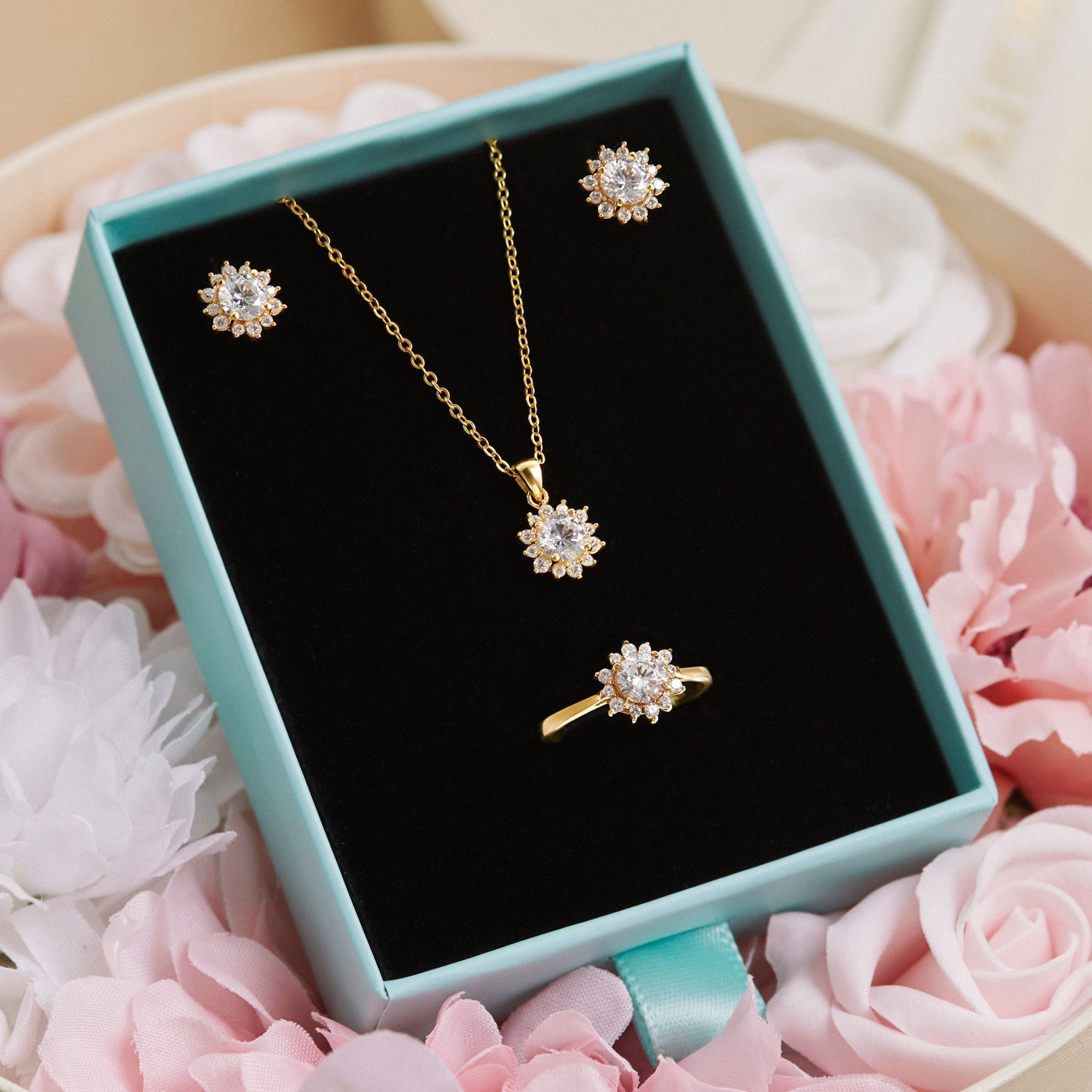 Set Quà Tặng Trang Sức Bạc Cao Cấp - Set 3 Món - Bông Tuyết Đính Đá Ngọt Ngào - VGN06 & VGE10 & VGB04