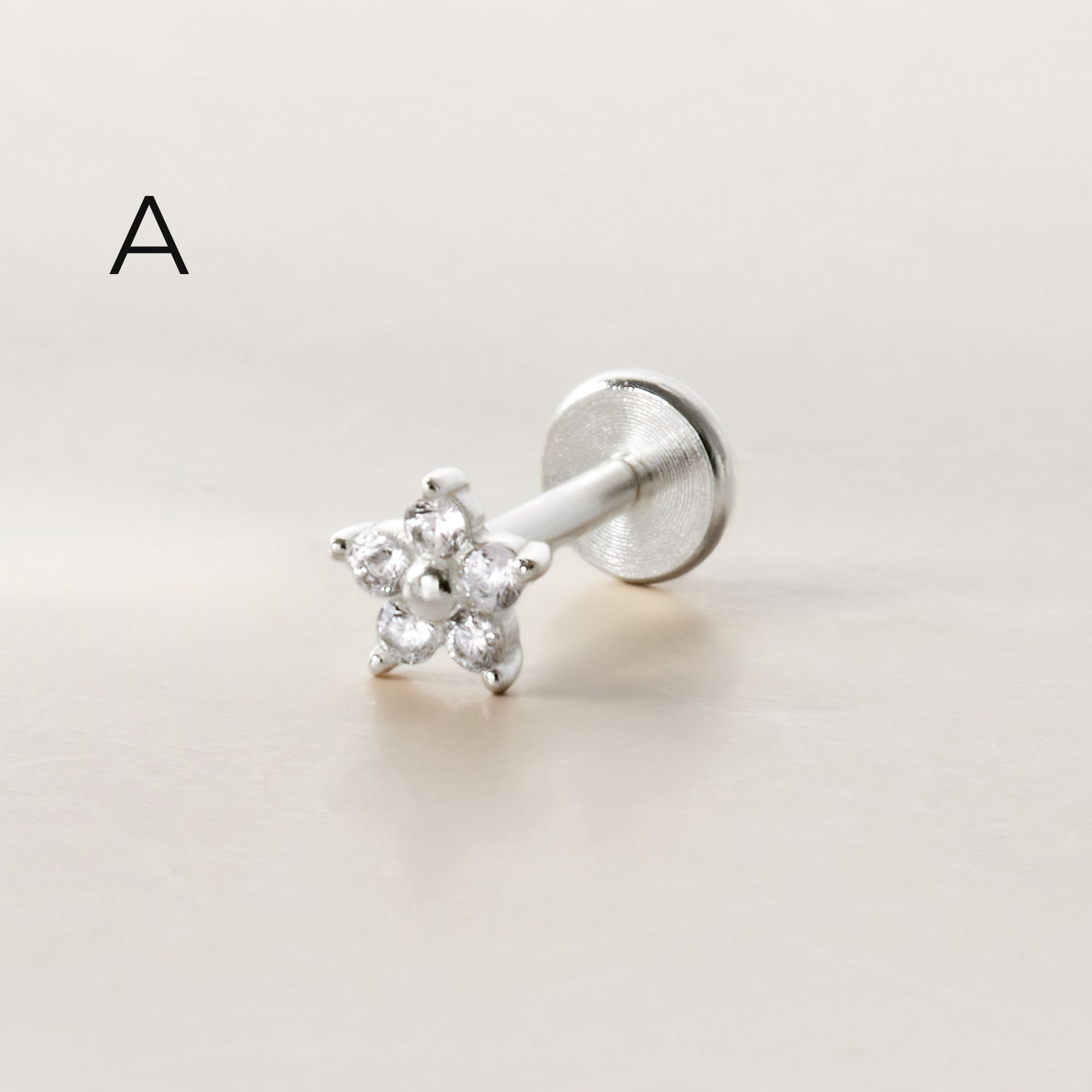 Set Khuyên Tai Chốt Phẳng Bạc 925 Flat Back Hoa Nhí - Set Flower Studs