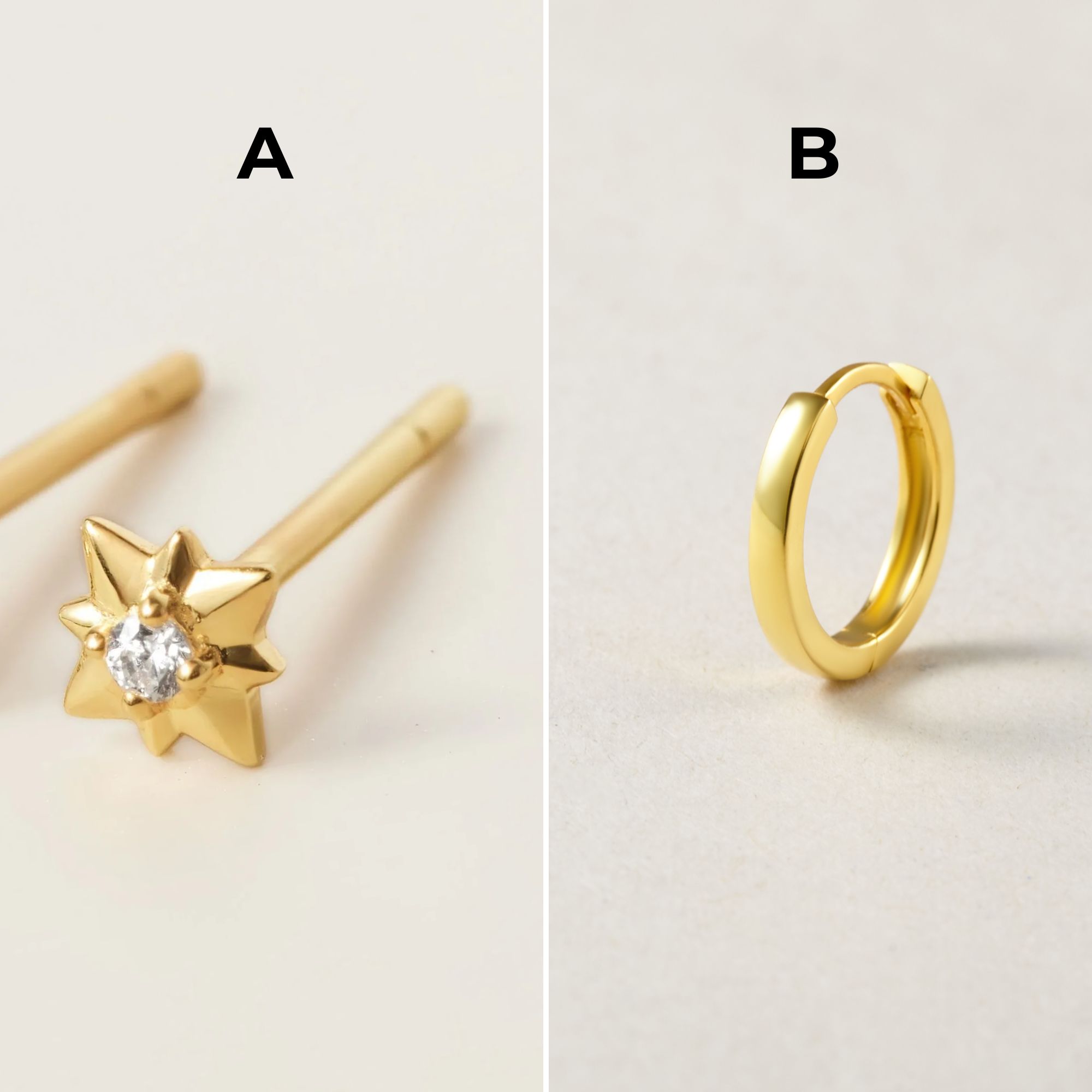 Set Khuyên Tai Ngôi Sao Và Khuyên Tai Tròn Classic - Hoa Tai Nụ Bạc Và Hoa Tai Hoops CARA LUNA - Set Star Stud & Hoops (3 chiếc)