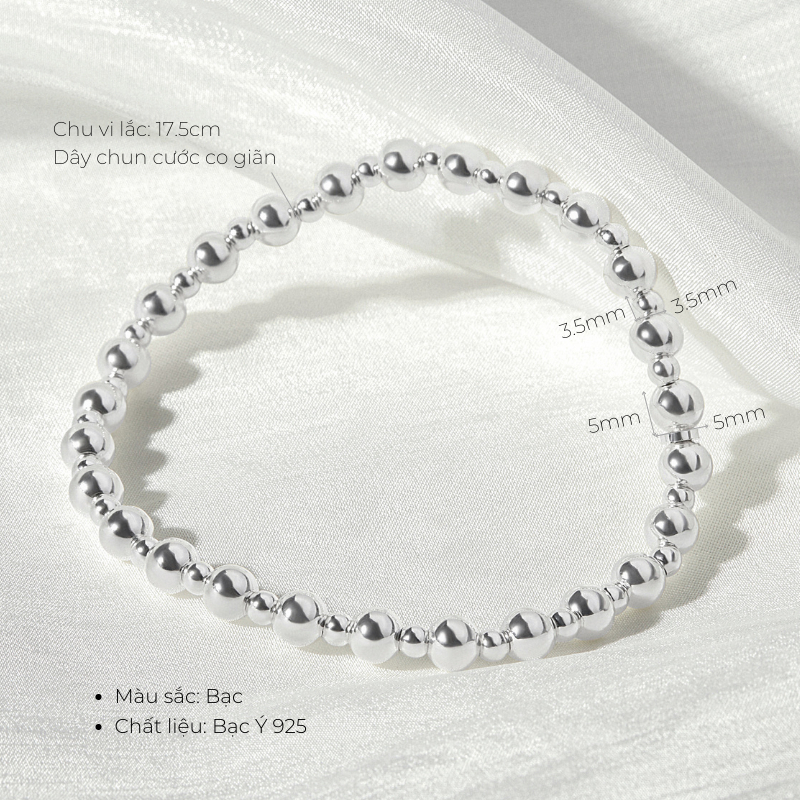 Lắc Tay Bi Bạc 925 Với Chun Co Giãn Bead - VCB500