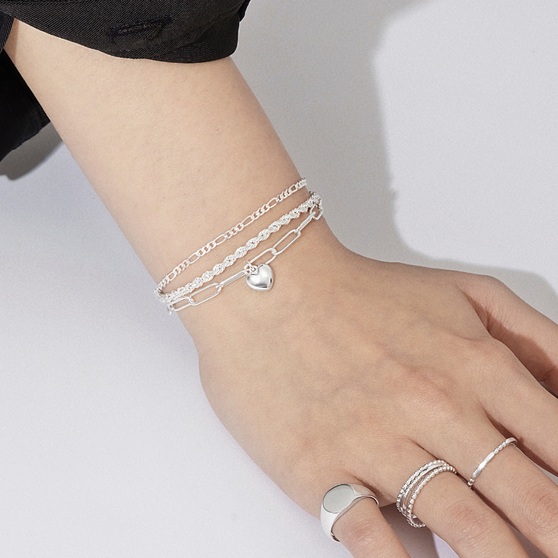 Lắc Tay Bạc 925 Tim Phồng Puffed Heart - VCB08