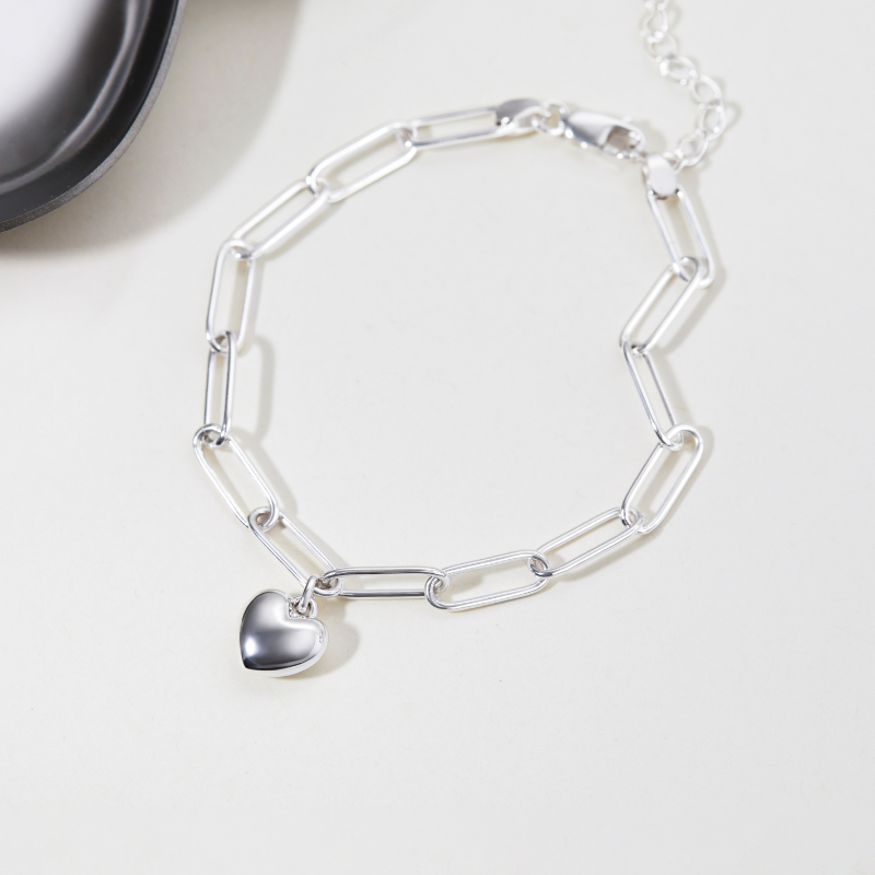 Lắc Tay Bạc 925 Tim Phồng Puffed Heart - VCB08