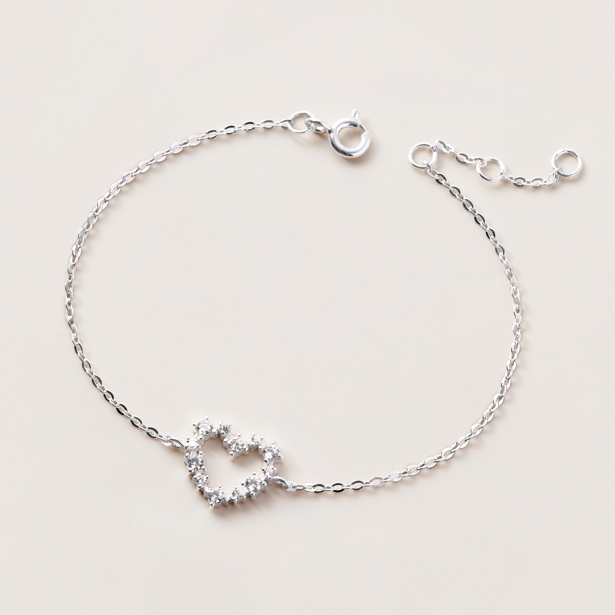 Quà Tặng 8/3 Lắc Tay Bạc 925 Hình Trái Tim Nhỏ Đính Đá Viền - Tiny Heart - VCB12