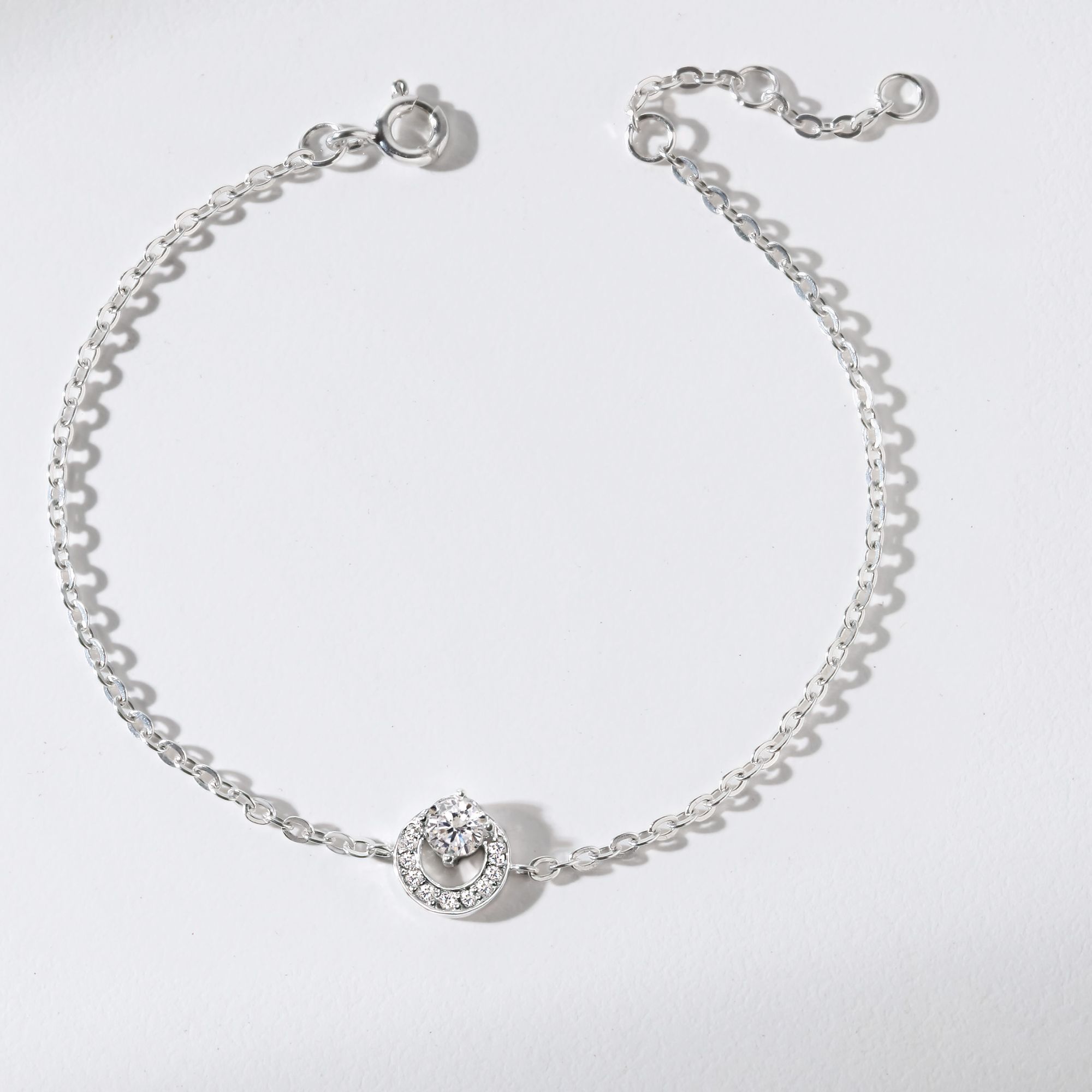 Lắc Tay Bạc 925 Vòng Tròn Gắn Đá Circle Stone - VCB20