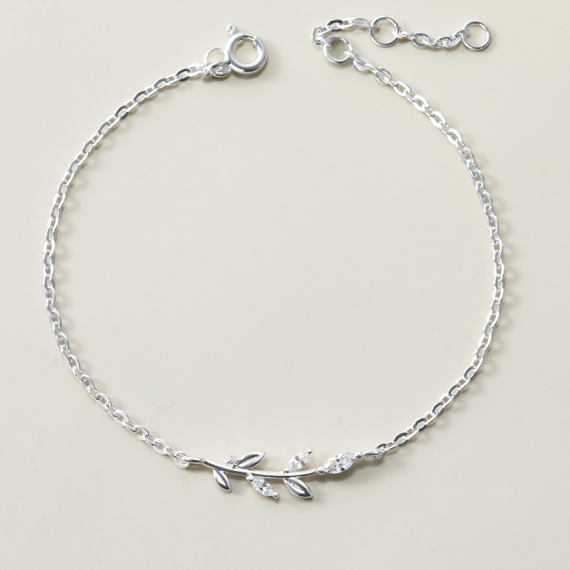 Lắc Tay Bạc 925 Lá Nguyệt Quế Đính Đá Laurel Bracelet - VCB21