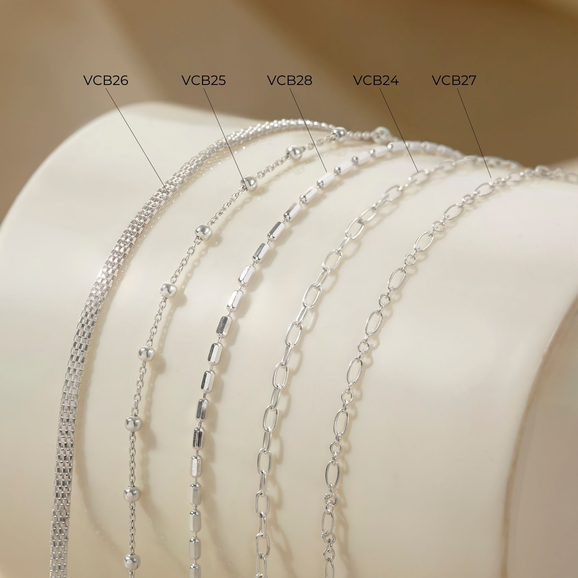 Lắc Tay Bạc 925 Dây Xích Bi Classic - Beaded Chain - VCB25