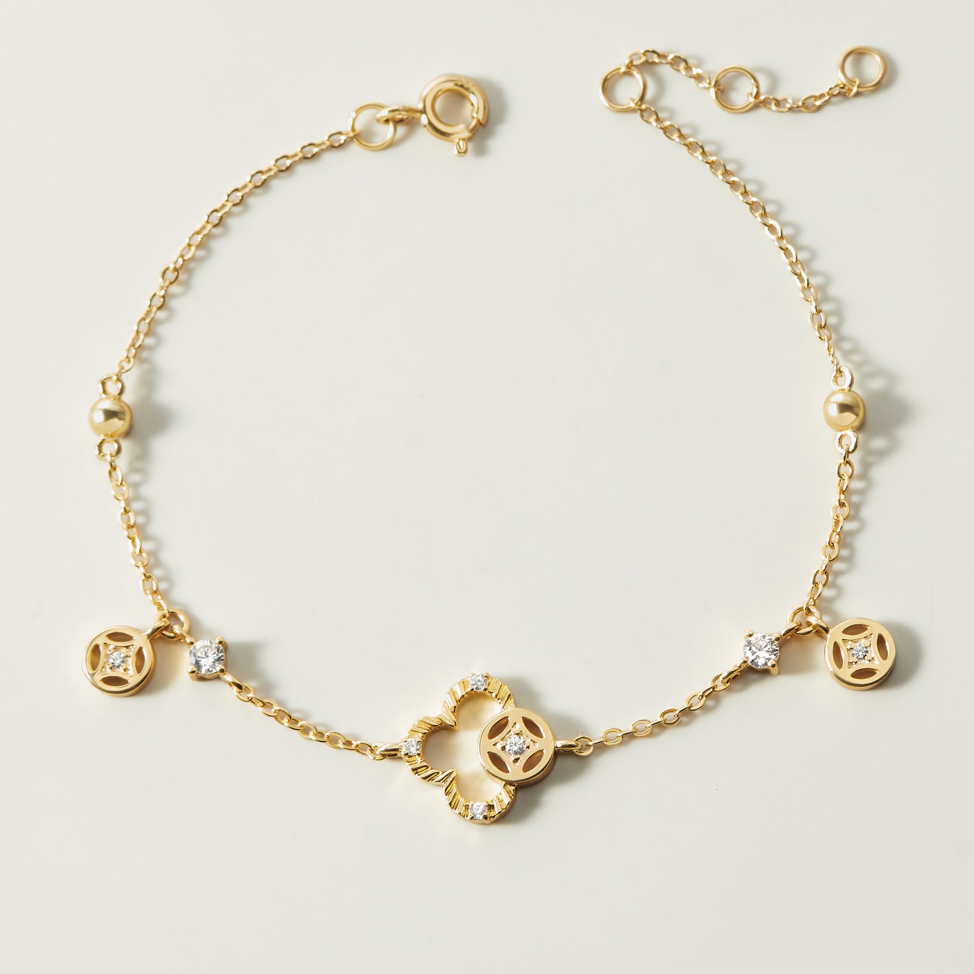 Lắc Tay Bạc 925 Kim Tiền Tài Lộc Đính Đá - VCB37