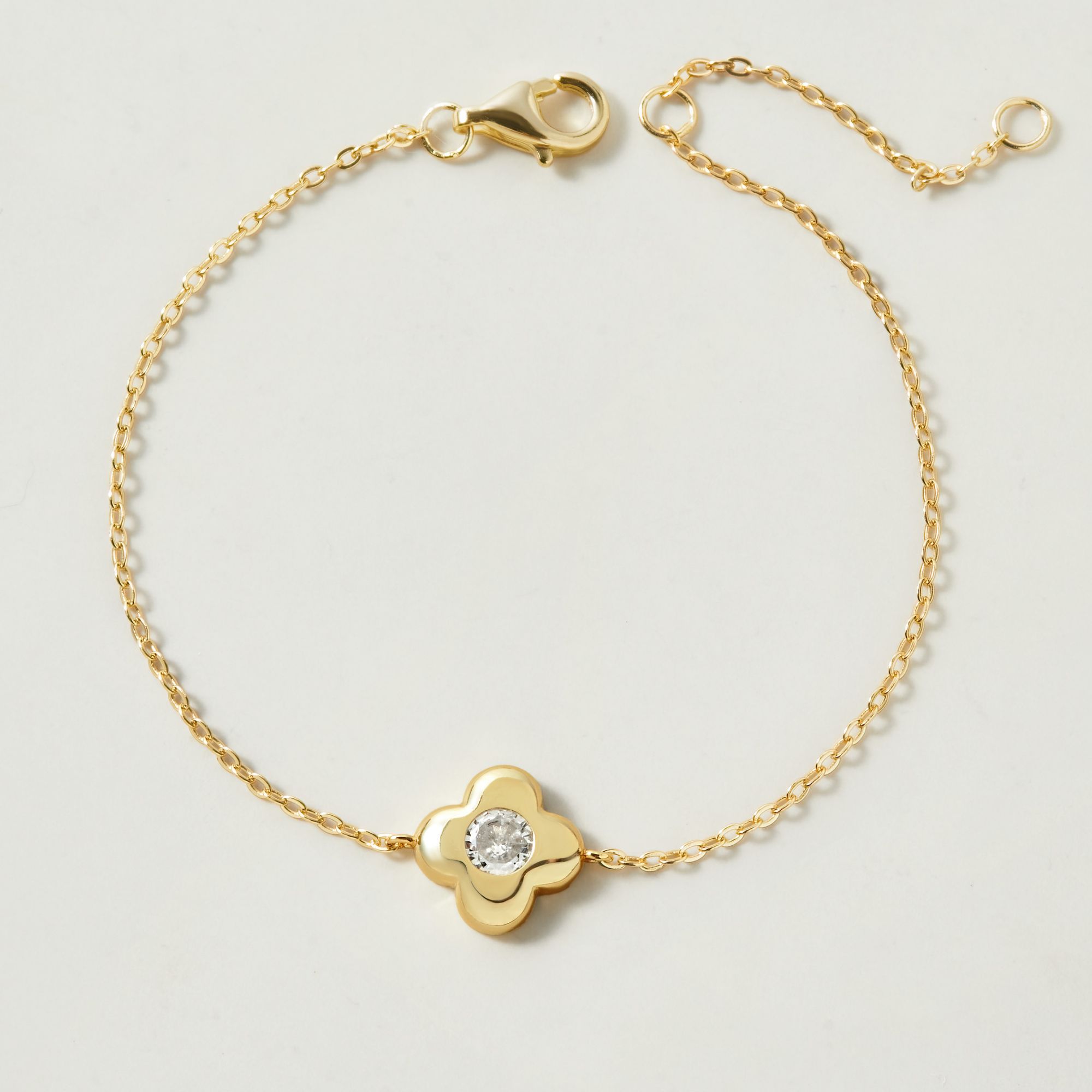 Quà Tặng 8/3 Lắc Tay Bạc 925 Cỏ 4 Lá Đính Đá Chủ May Mắn 4 Leaf Clover - VCB504