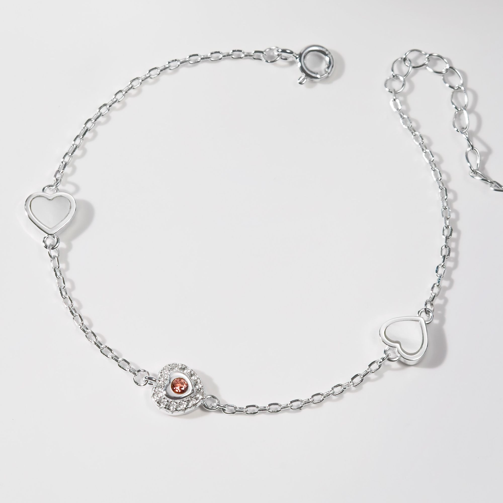 Lắc Tay Bạc 925 Charm Trăng Sao, Trái Tim, Cỏ 4 Lá Đá Màu - Charm Bracelet Collection