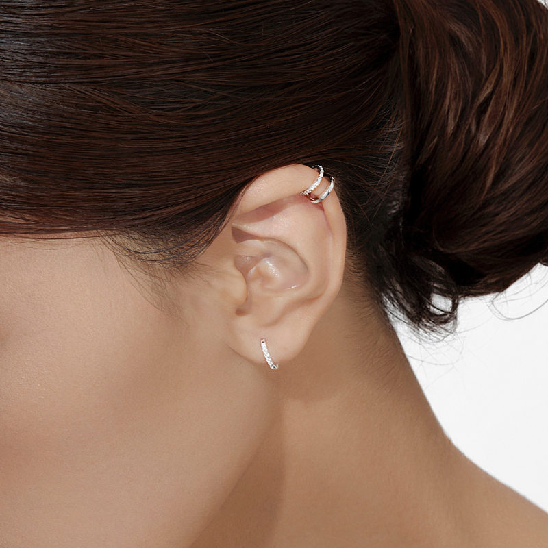 Khuyên Tai Kẹp Vành Bạc 925 Đính Đá Pave Ear Cuff - VCE06