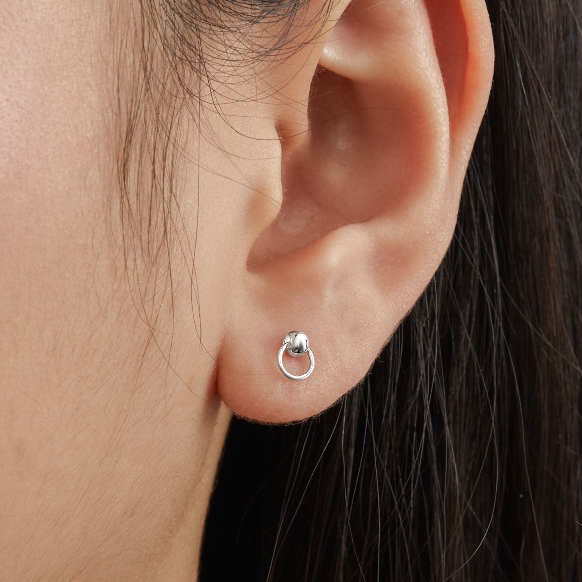 (1 Cái) Khuyên Tai Bạc 925 Vòng Tròn Bi Nhỏ - Ball Circle Stud - VCE20