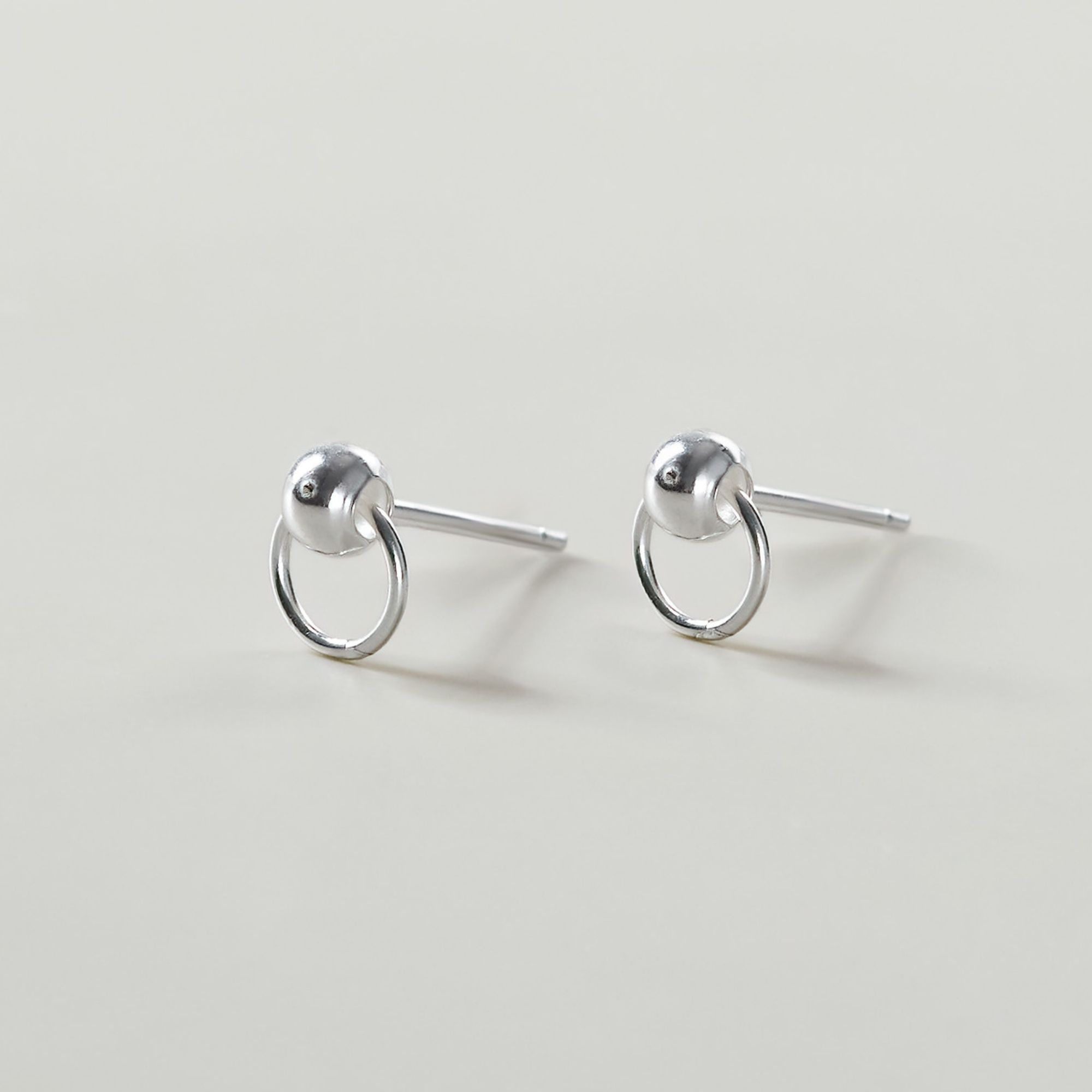 (1 Cái) Khuyên Tai Bạc 925 Vòng Tròn Bi Nhỏ - Ball Circle Stud - VCE20