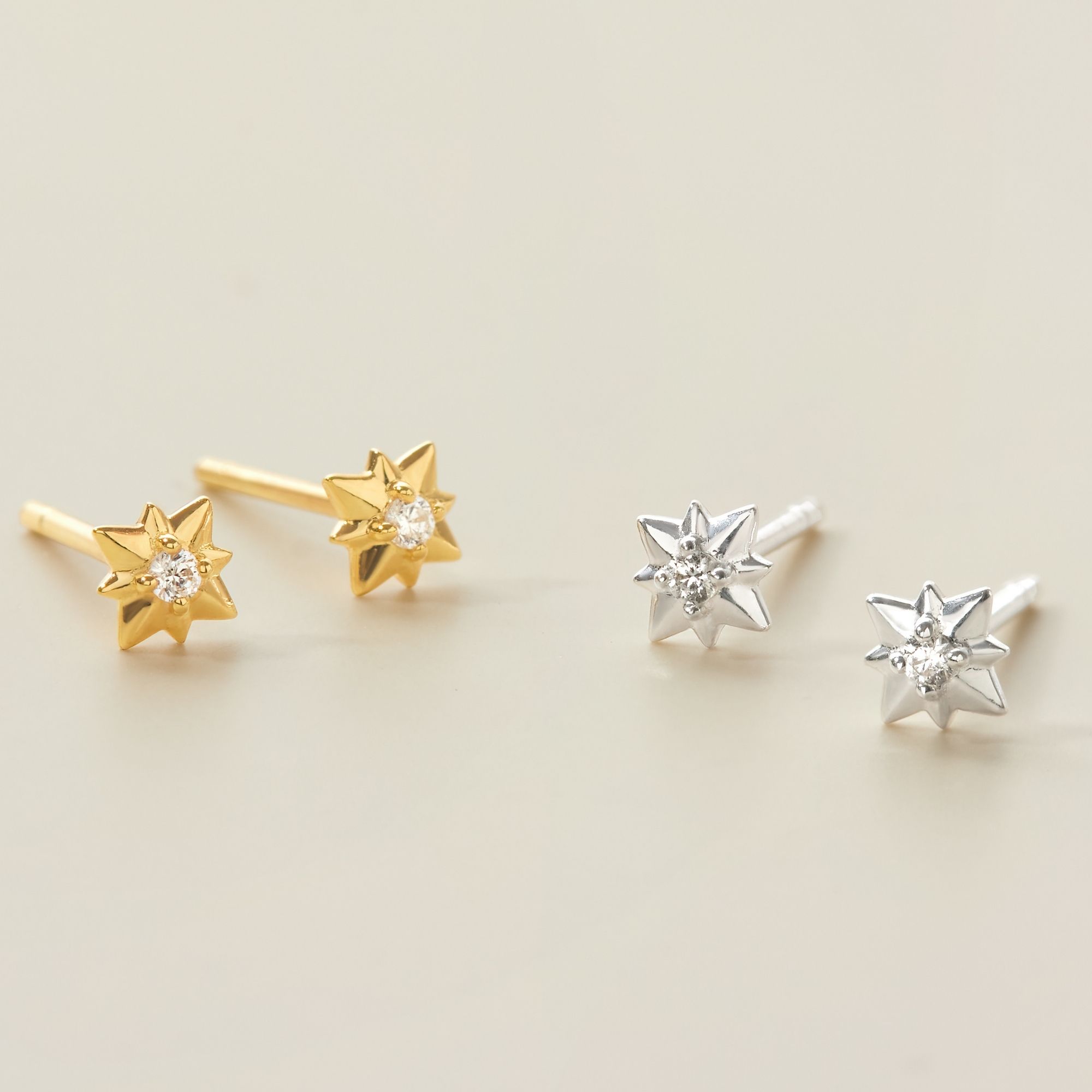 Khuyên Tai Stud Bạc 925 Hình Ngôi Sao 8 Cánh Star Stud - VCE21