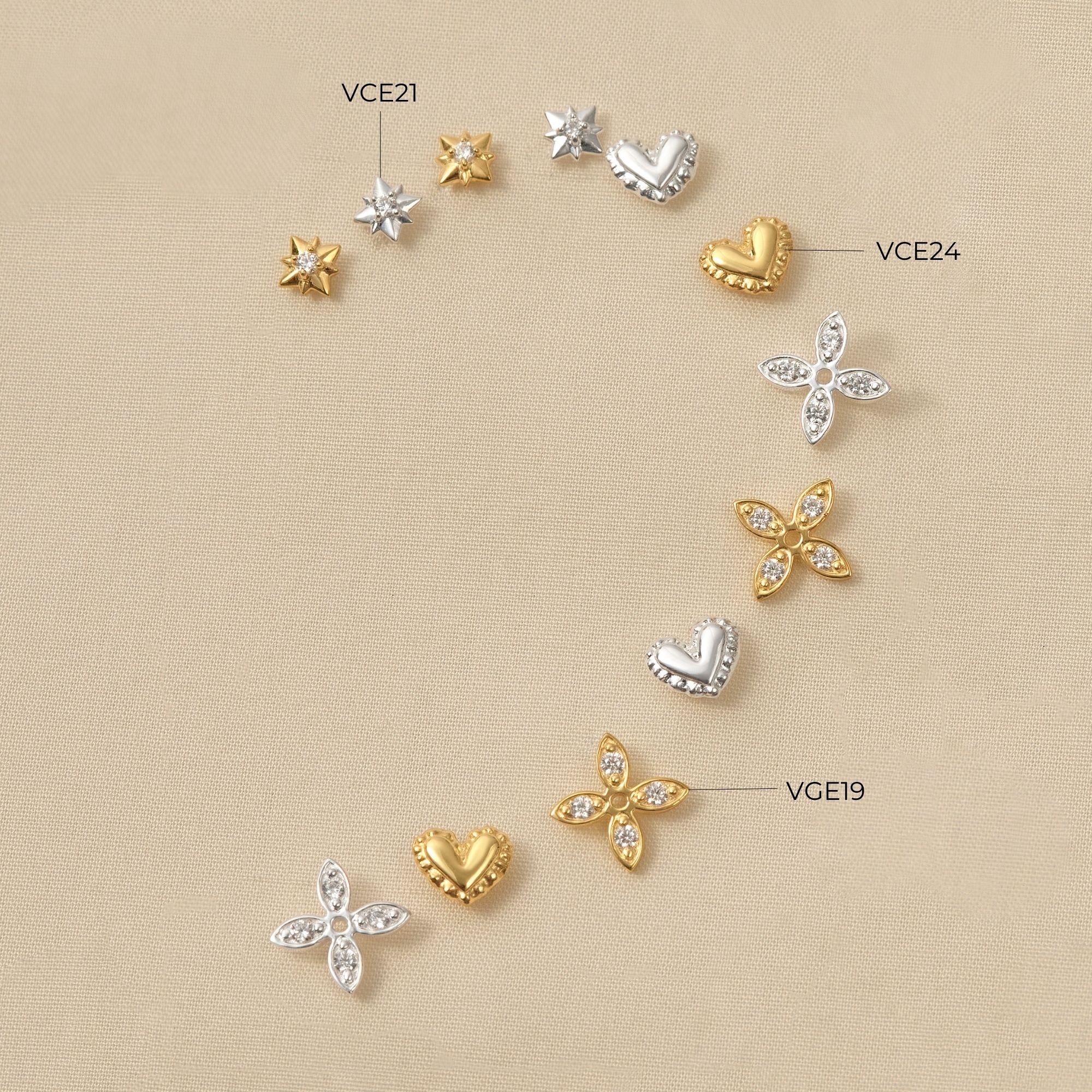 Khuyên Tai Stud Bạc 925 Hình Ngôi Sao 8 Cánh Star Stud - VCE21