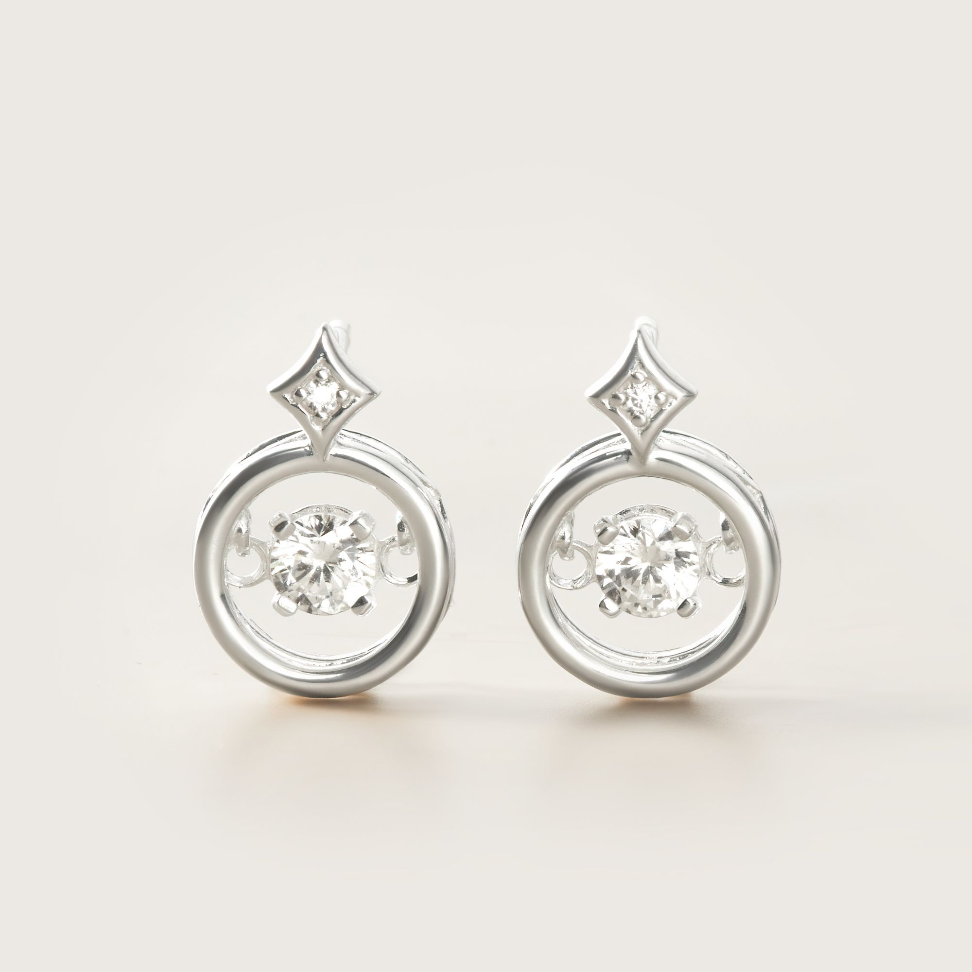 Quà Tặng 8/3 Khuyên Tai Bạc 925 Mặt Tròn Đá Nhảy Hình Ngôi Sao Star Dancing Stone - VCE46