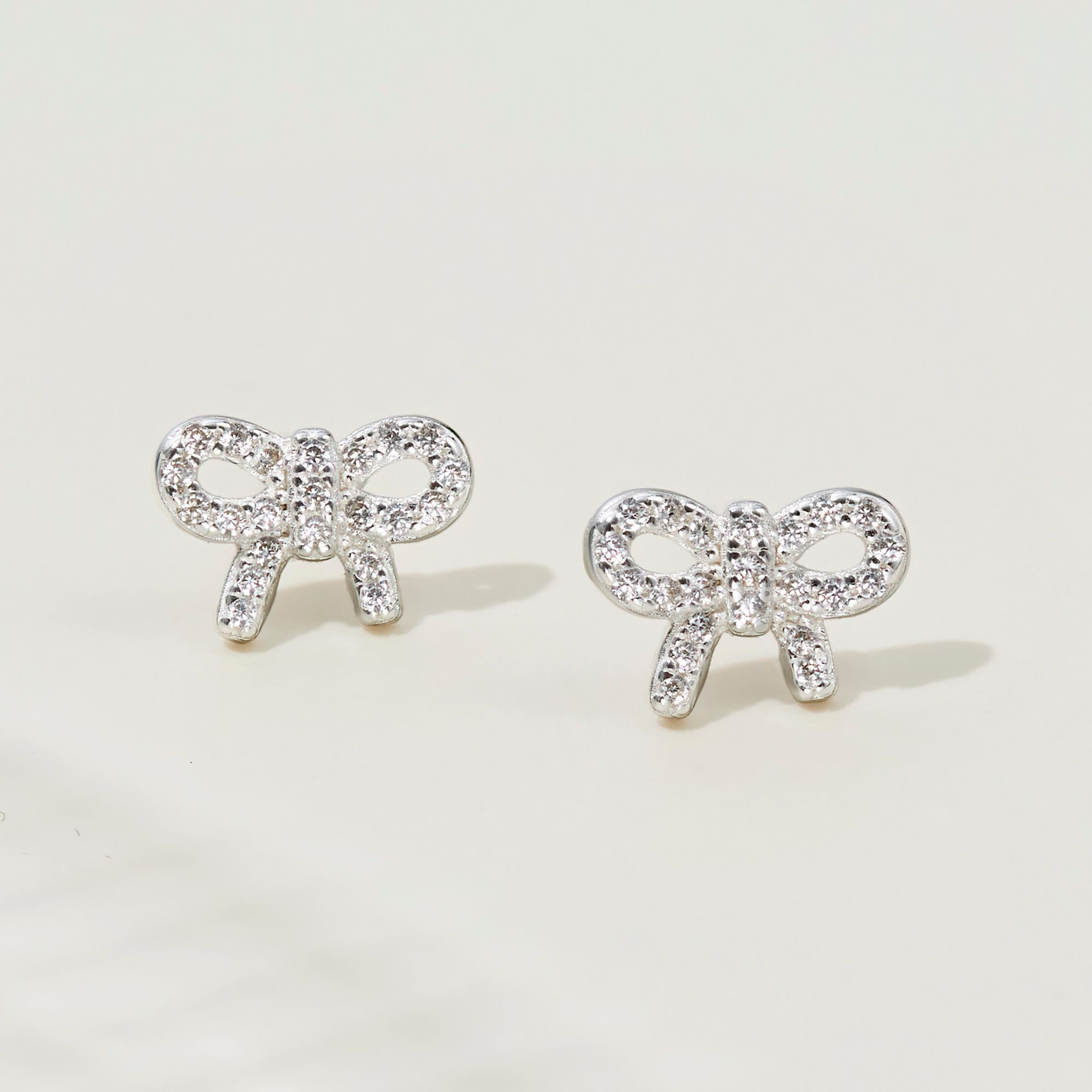 (1 Cái) Bông Tai Stud Bạc 925 Nơ Dễ Thương Đính Đá Lấp Lánh - VCE503-L