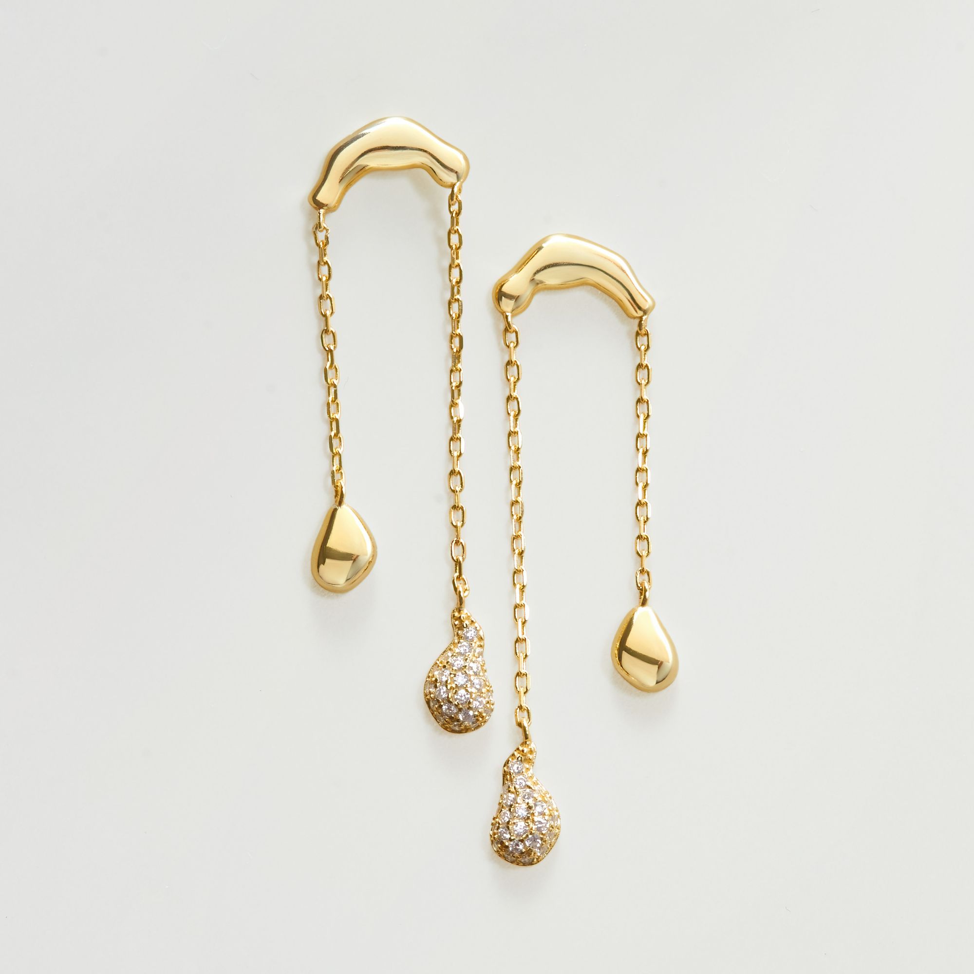 Khuyên Tai Bạc 925 Treo Dài 2 Hàng Bất Đối Xứng Đính Đá Đi Tiệc - VCE509