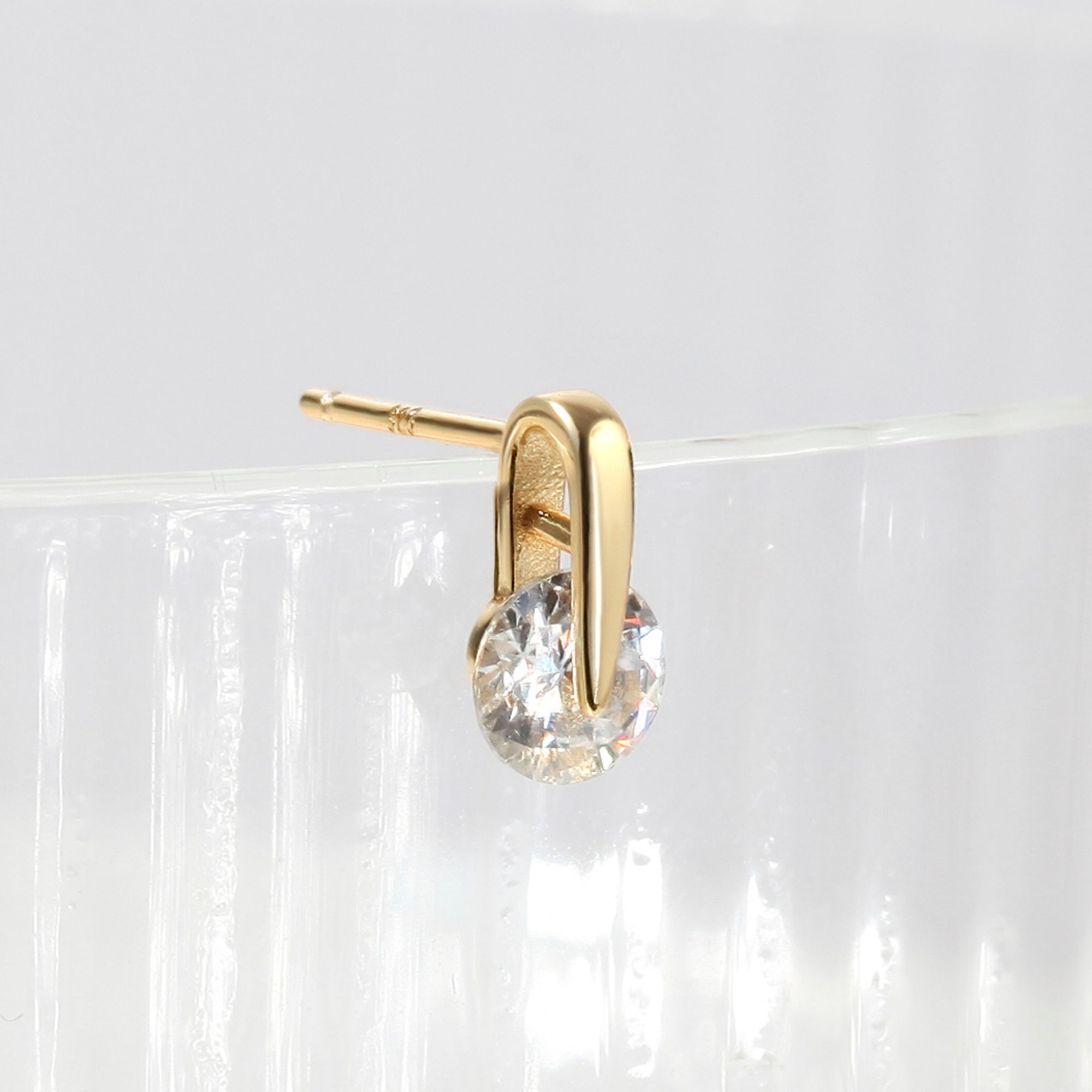 Hoa Tai Nụ Bạc 925 Dáng Giọt Nước Đính Đá Tròn Water Drop Earrings - VCE511