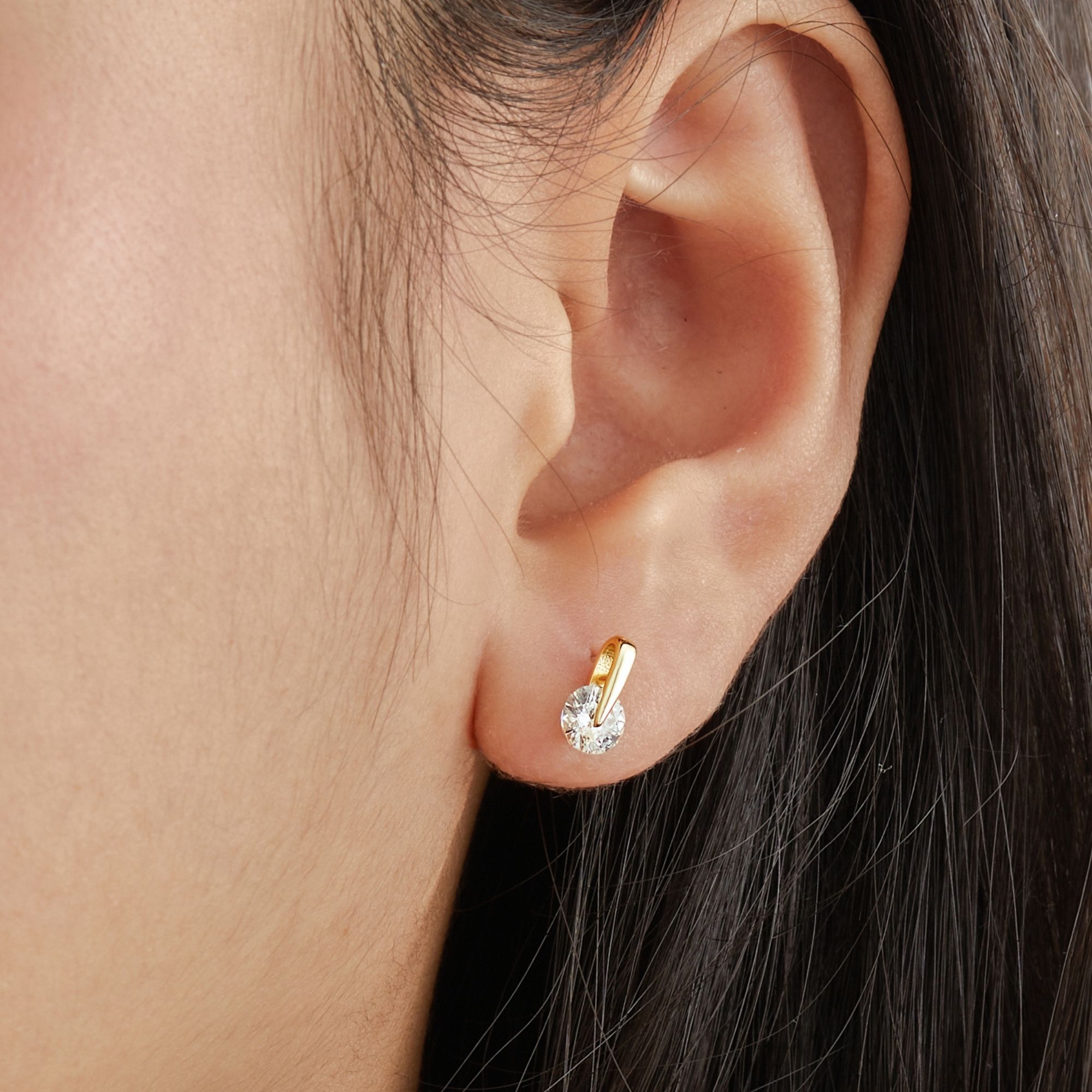 Hoa Tai Nụ Bạc 925 Dáng Giọt Nước Đính Đá Tròn Water Drop Earrings - VCE511
