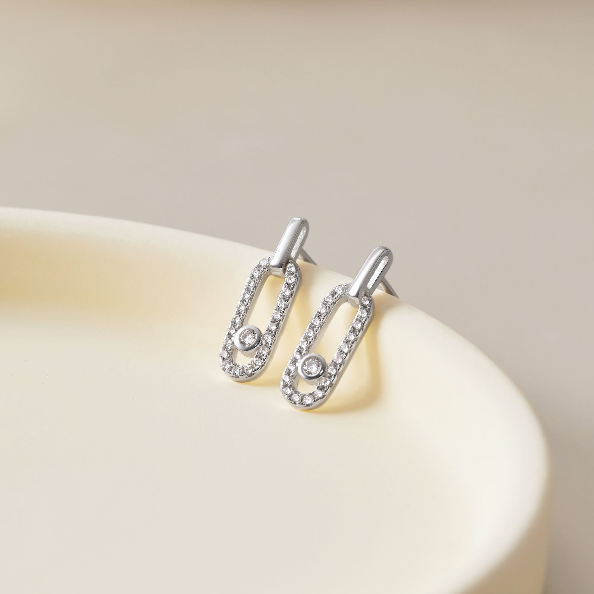 Khuyên Tai Bạc 925 Khối Chữ Nhật Treo Drop Stud Earrings - VCE512