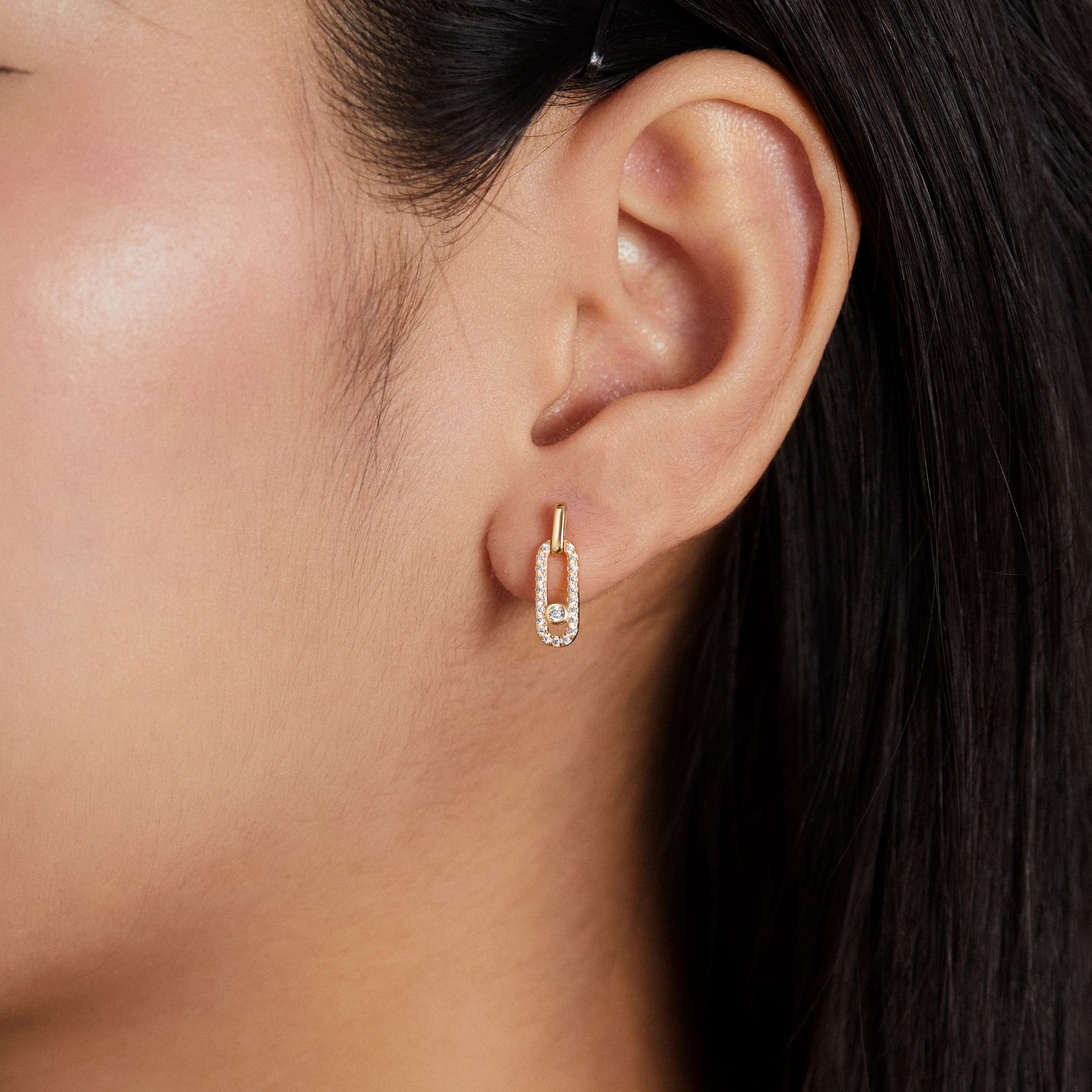 Khuyên Tai Bạc 925 Khối Chữ Nhật Treo Drop Stud Earrings - VCE512
