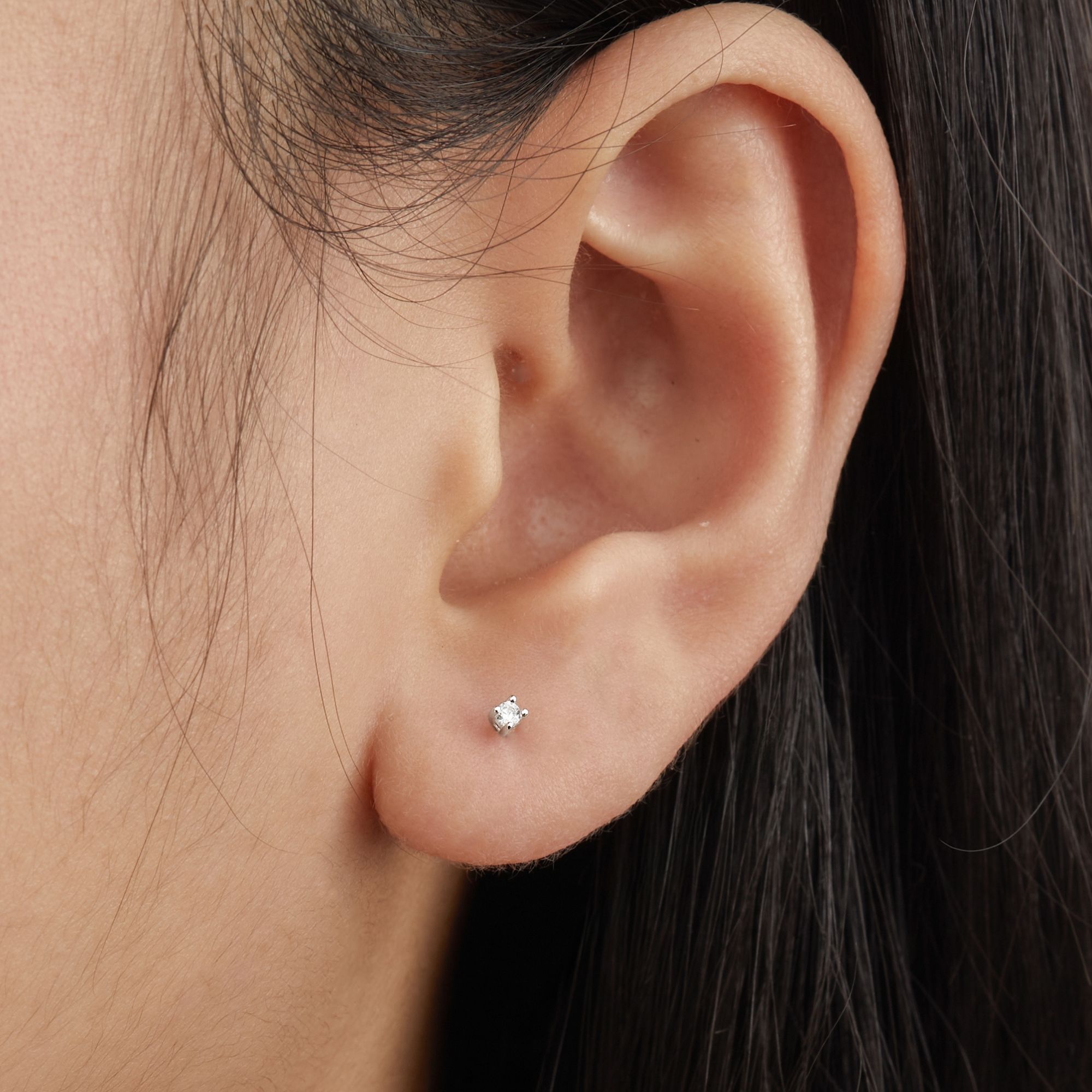 (1 Cái) Khuyên Tai Chốt Vặn Flat Back Bạc 925 Stud Nụ Đá Tròn Stone Stud - VCE521-L