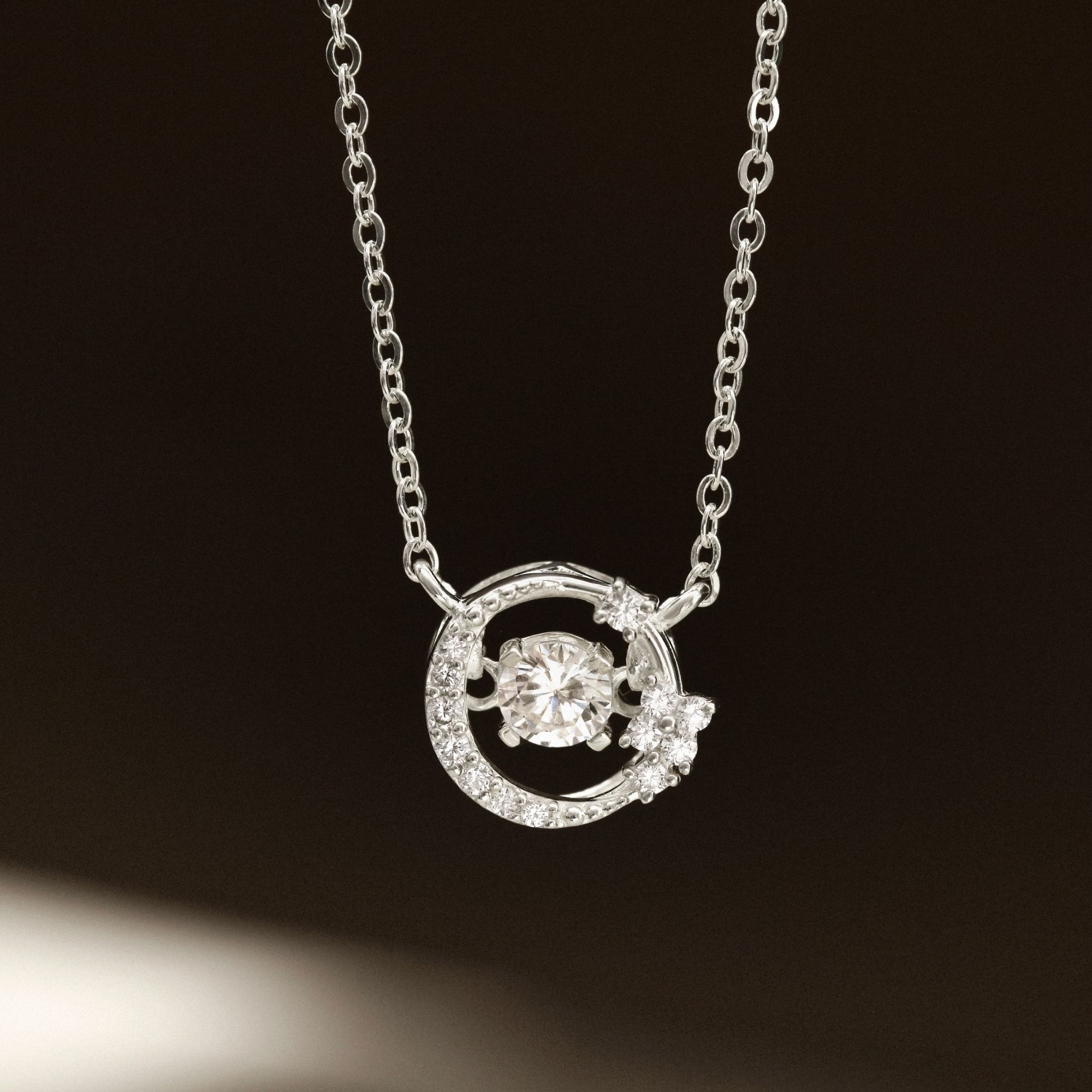 Quà Tặng 8/3 Vòng Cổ Bạc 925 Hình Mặt Trăng Đá Nhảy Moon Dancing Stone - VCN29