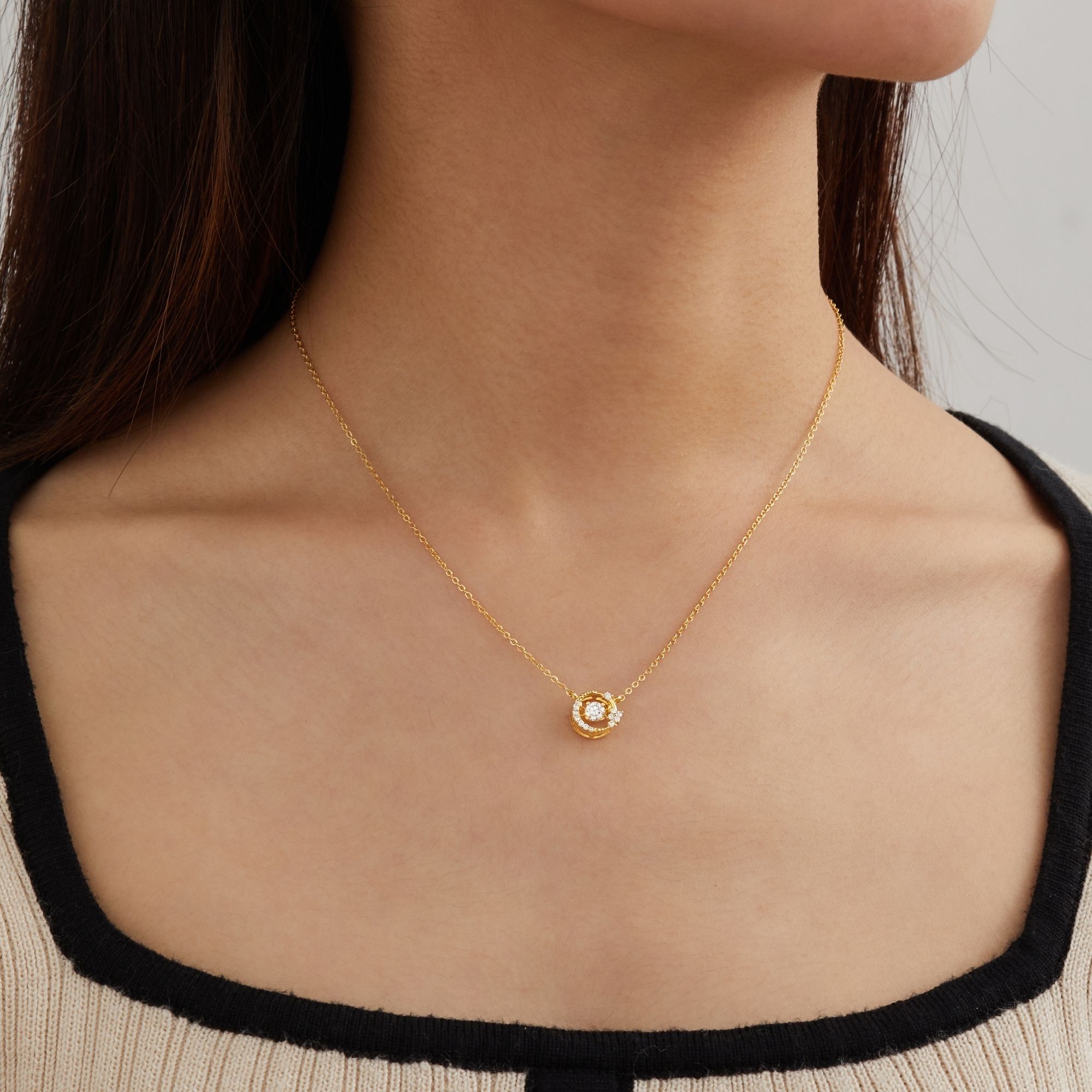 Quà Tặng 8/3 Vòng Cổ Bạc 925 Hình Mặt Trăng Đá Nhảy Moon Dancing Stone - VCN29