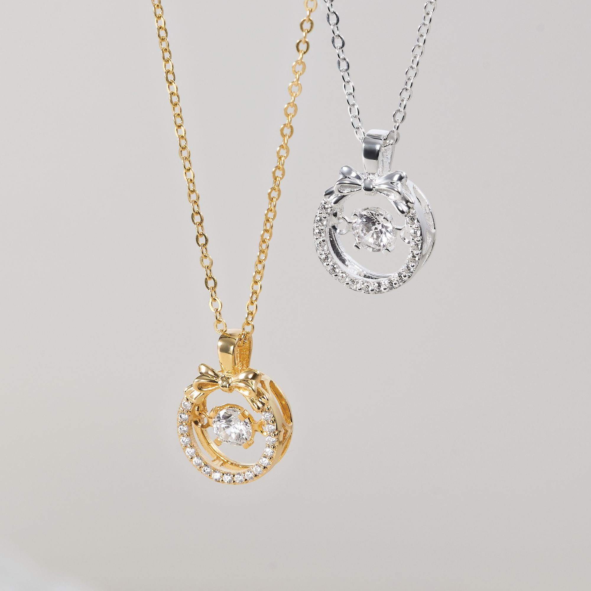 Quà Tặng 8/3 Vòng Cổ Bạc 925 Hình Nơ Đá Nhảy Bow Dancing Stone - VCN30