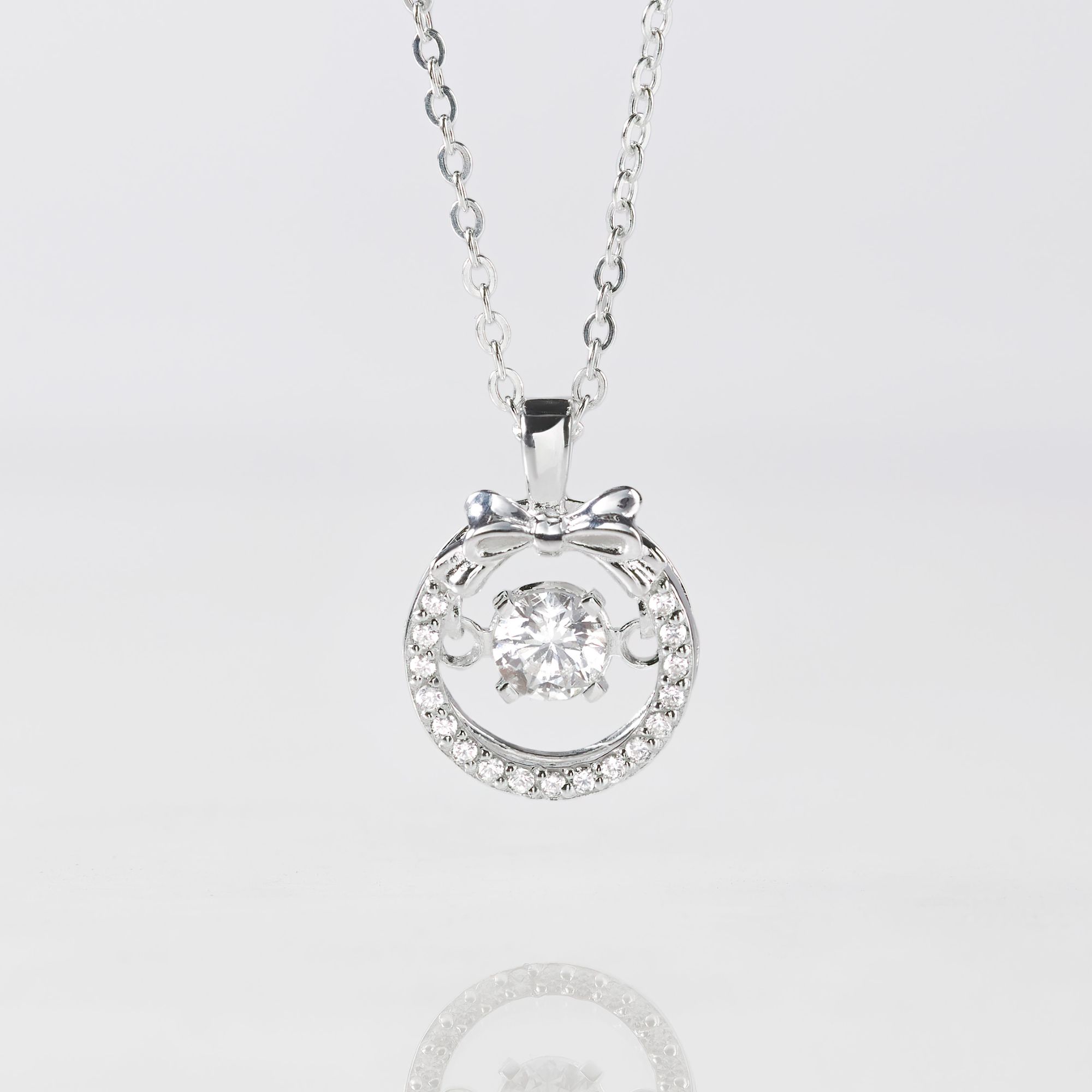 Quà Tặng 8/3 Vòng Cổ Bạc 925 Hình Nơ Đá Nhảy Bow Dancing Stone - VCN30