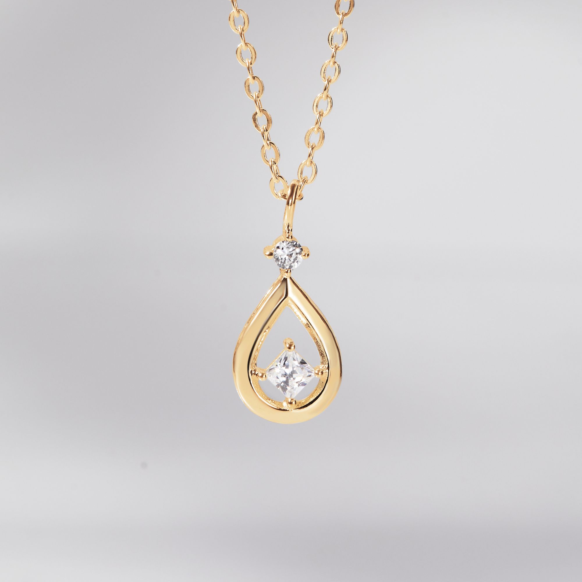 Dây Chuyền Bạc 925 Hình Giọt Nước Đính Đá Chủ Vuông Waterdrop Square Stone - VCN31