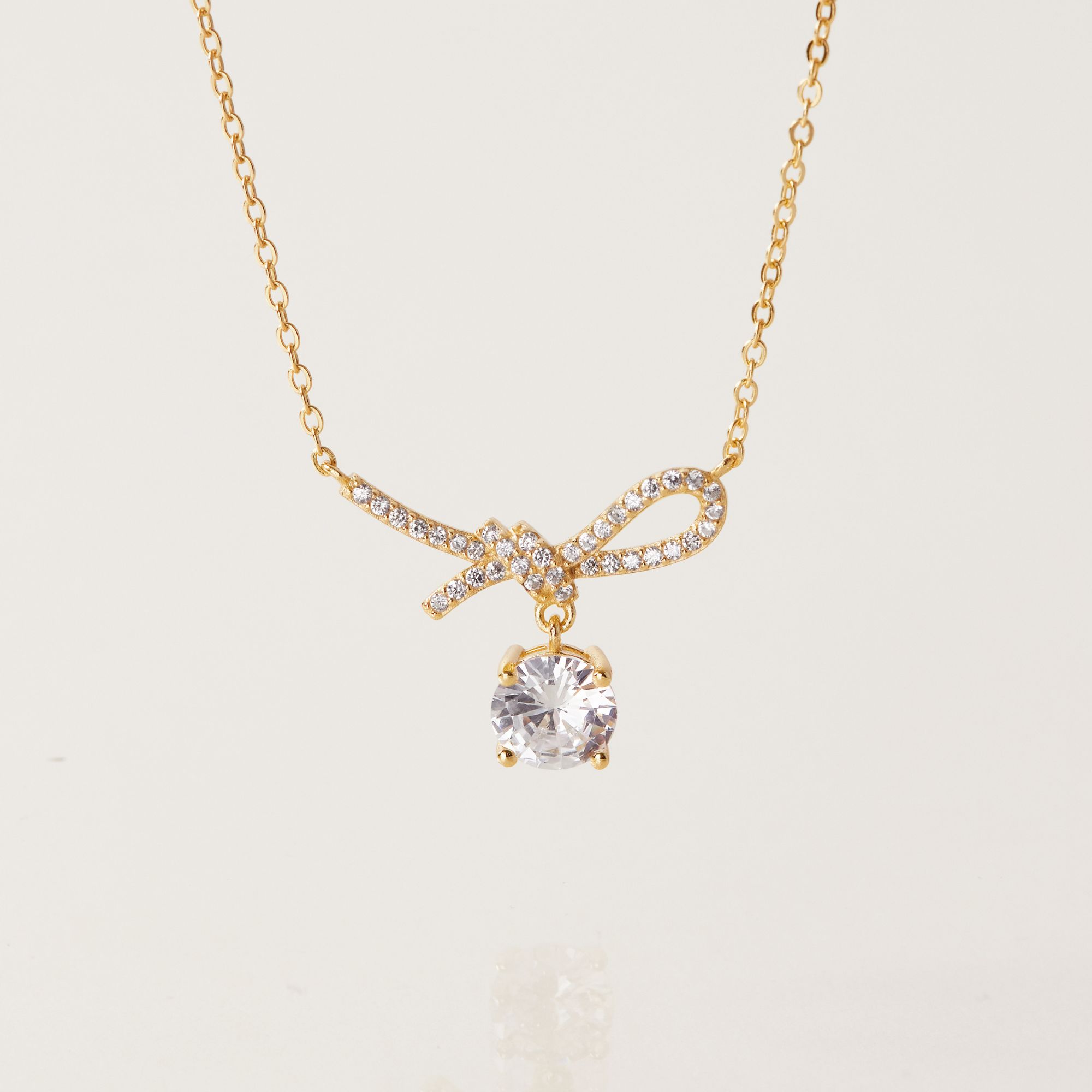 Dây Chuyền Bạc 925 Nơ Đính Đá Bow Tie Necklace - VCN511