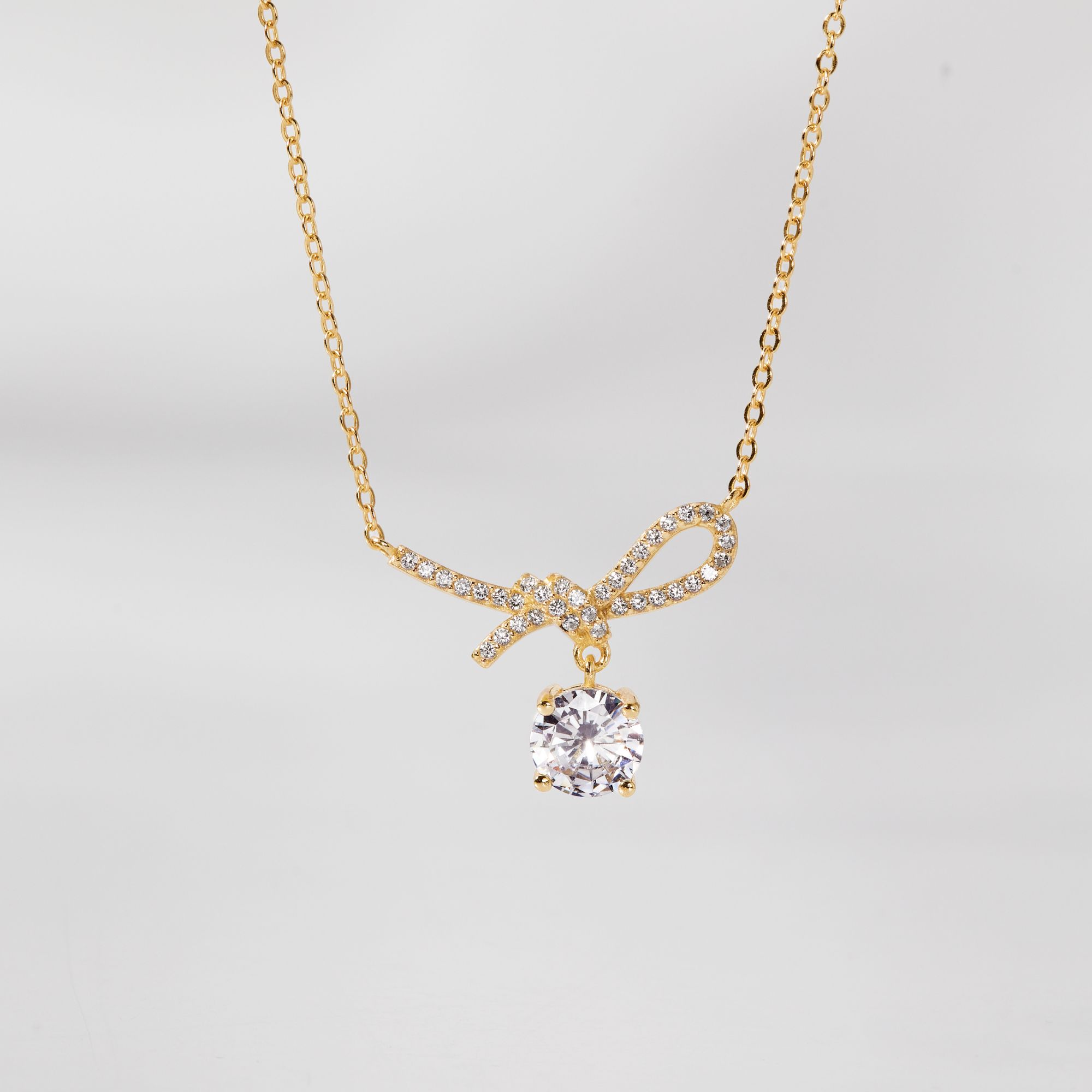 Dây Chuyền Bạc 925 Nơ Đính Đá Bow Tie Necklace - VCN511