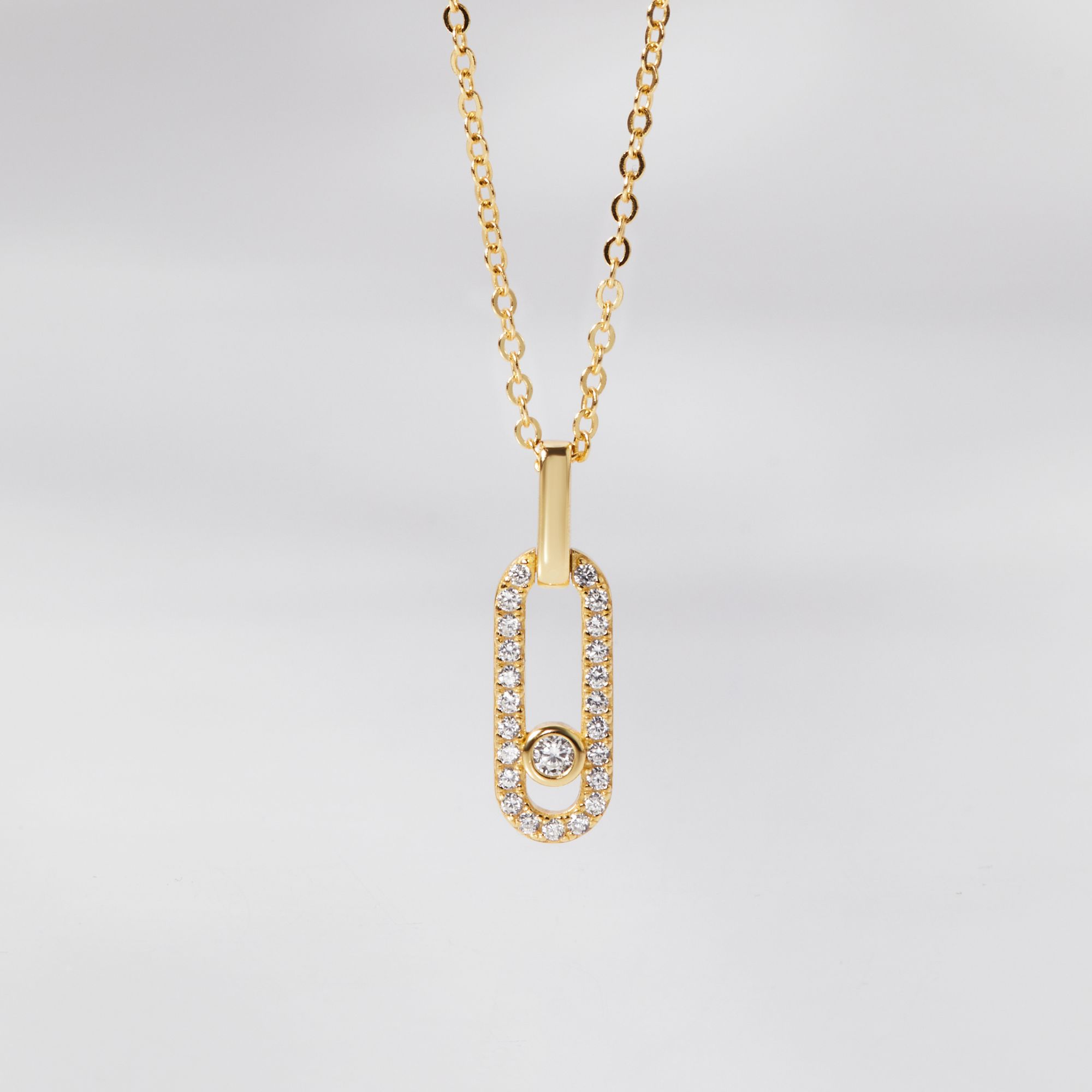 Dây Chuyền Bạc 925 Paperclip Uno Mặt Xích Kẹp Giấy Đính Đá - VCN514