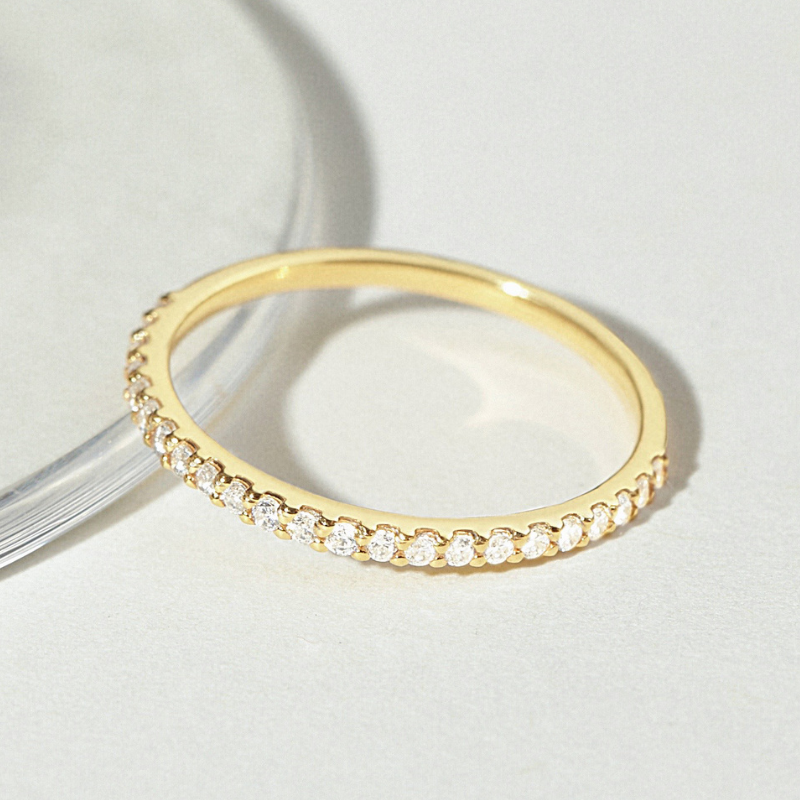 Nhẫn Bạc 925 Thanh Mảnh Đính Đá Dainty Pave - VCR02