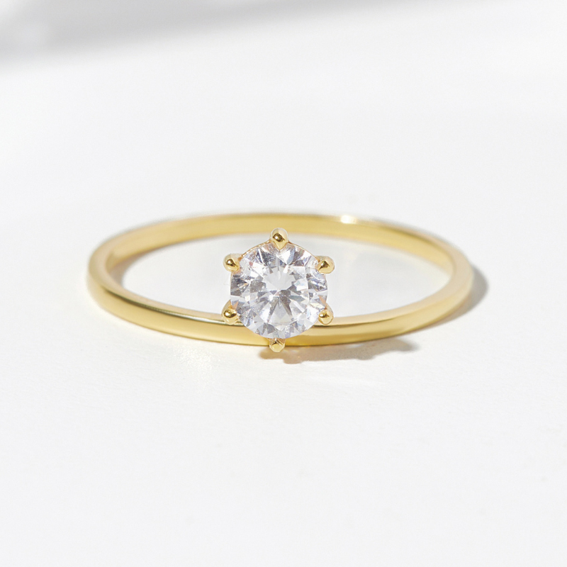 Nhẫn Bạc 925 Thanh Mảnh Đính Đá Chủ Dainty Bling - VCR04