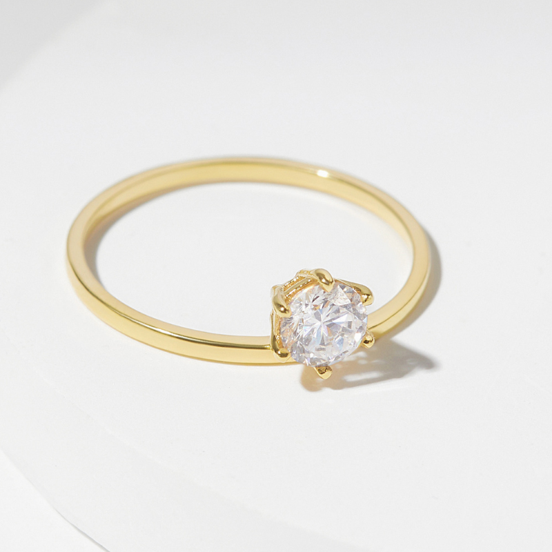 Nhẫn Bạc 925 Thanh Mảnh Đính Đá Chủ Dainty Bling - VCR04