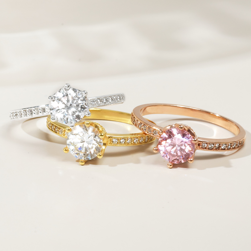 Nhẫn Bạc 925 Đá CZ Tròn Vương Miện Lấp Lánh Crown Ring - VCR16-CZ