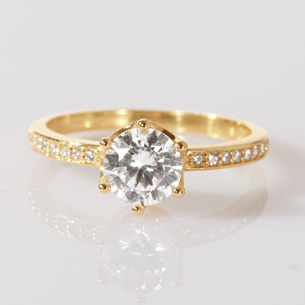 Quà Tặng 8/3 Nhẫn Bạc 925 Kim Cương Moissanite Tròn Vương Miện Lấp Lánh Crown Ring - VCR16-MS