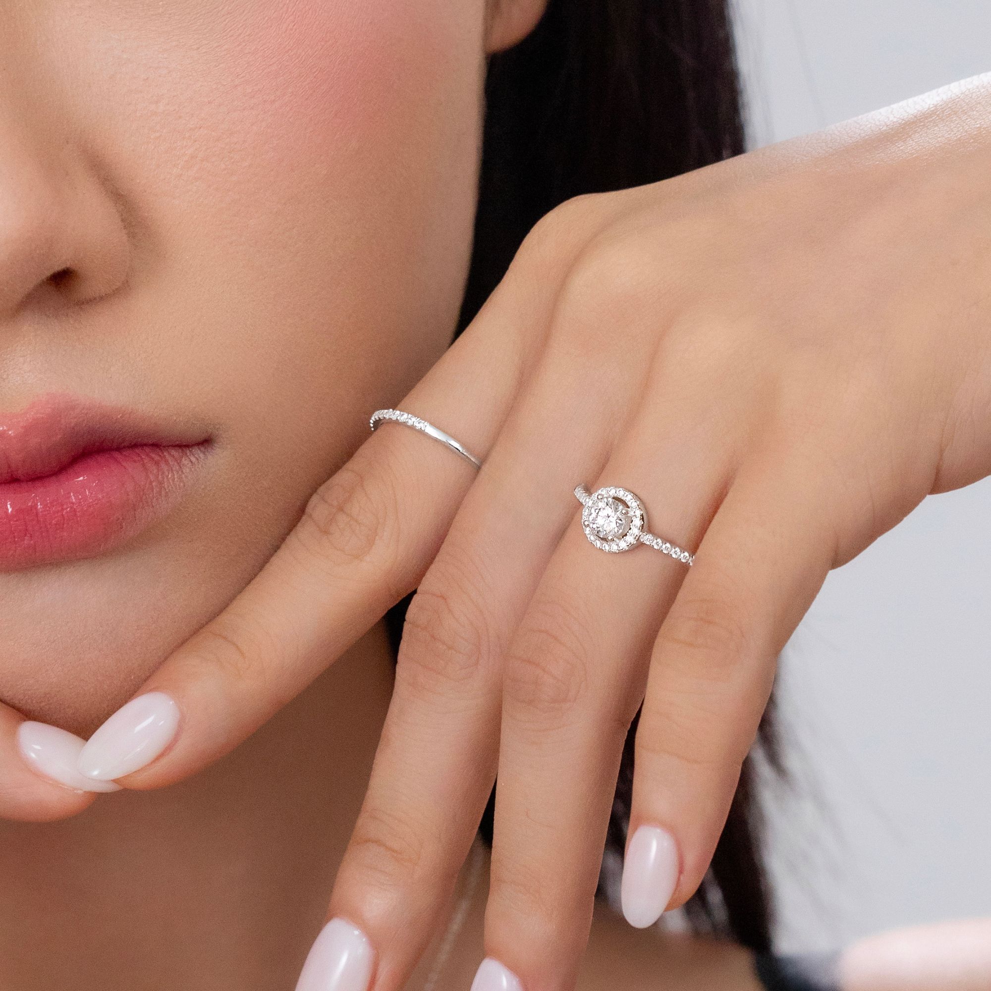 Nhẫn Bạc 925 Đá Chủ Tròn Kim Cương Moissanite - VCR511-MS