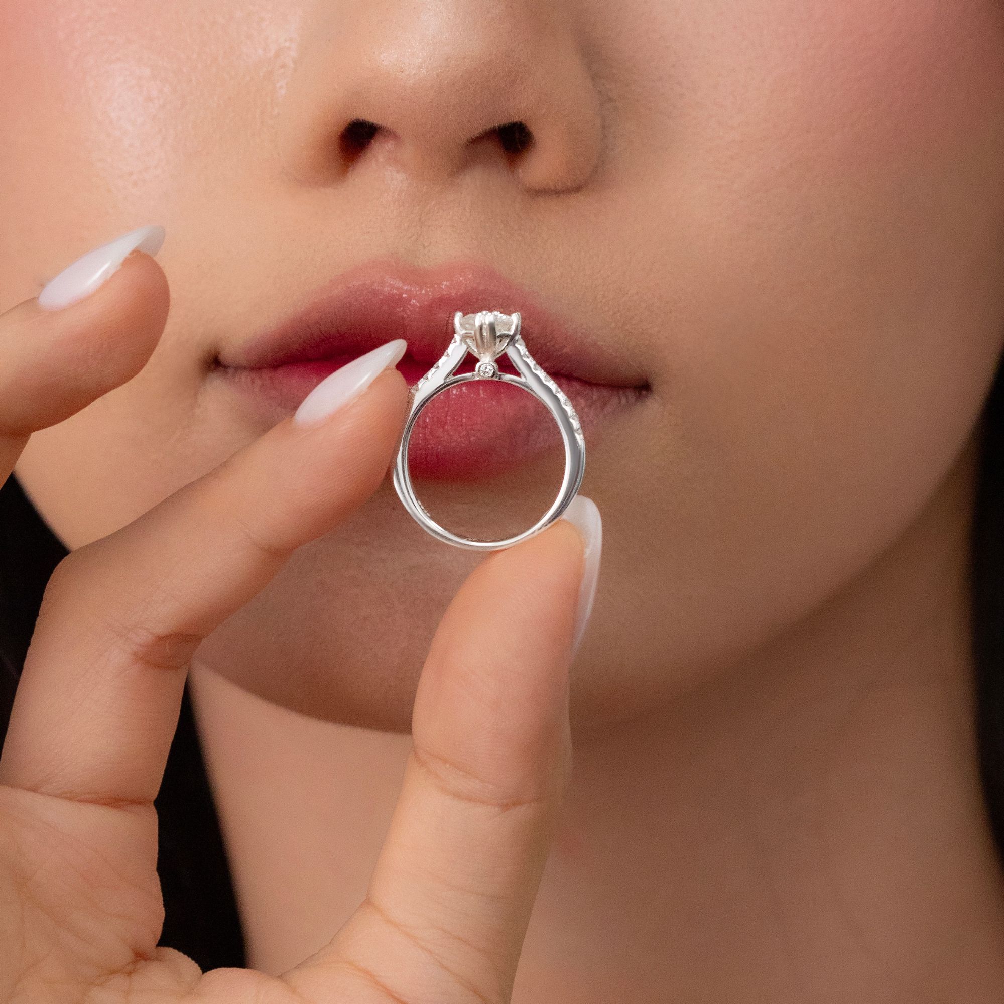 Quà Tặng 8/3 Nhẫn Bạc 925 Đá Chủ Kim Cương Moissanite Dáng Cao - VCR512-MS