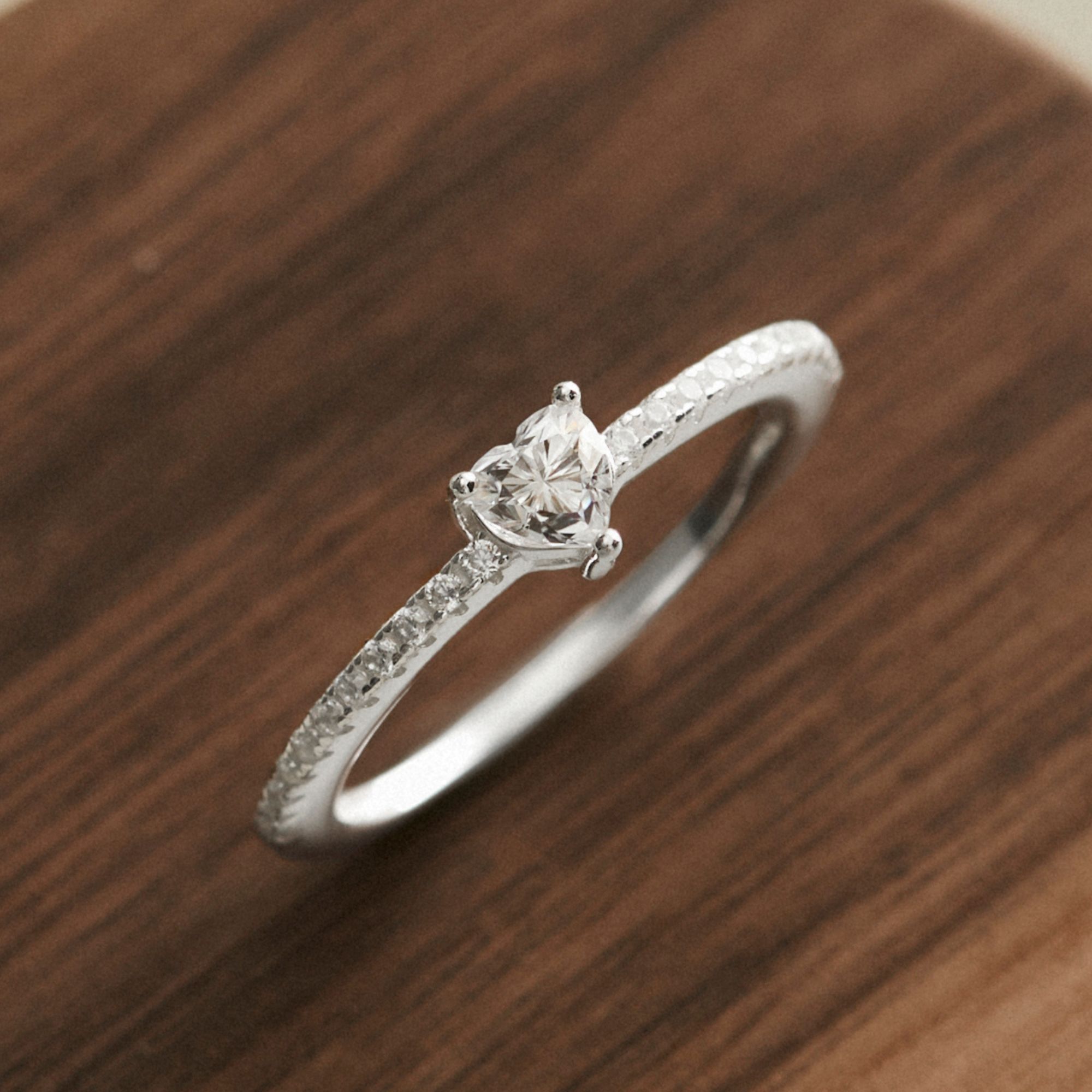 Quà Tặng 8/3 Nhẫn Bạc 925 Đá Chủ Trái Tim Kim Cương Moissanite - VCR513-MS