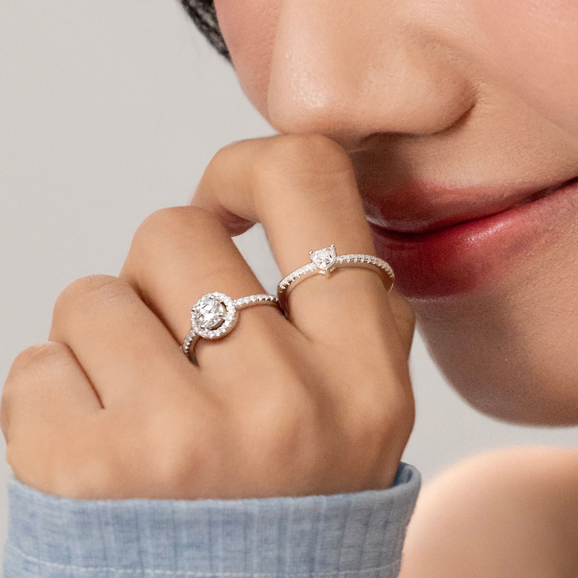 Nhẫn Bạc 925 Đá Chủ Trái Tim Kim Cương Moissanite - VCR513-MS